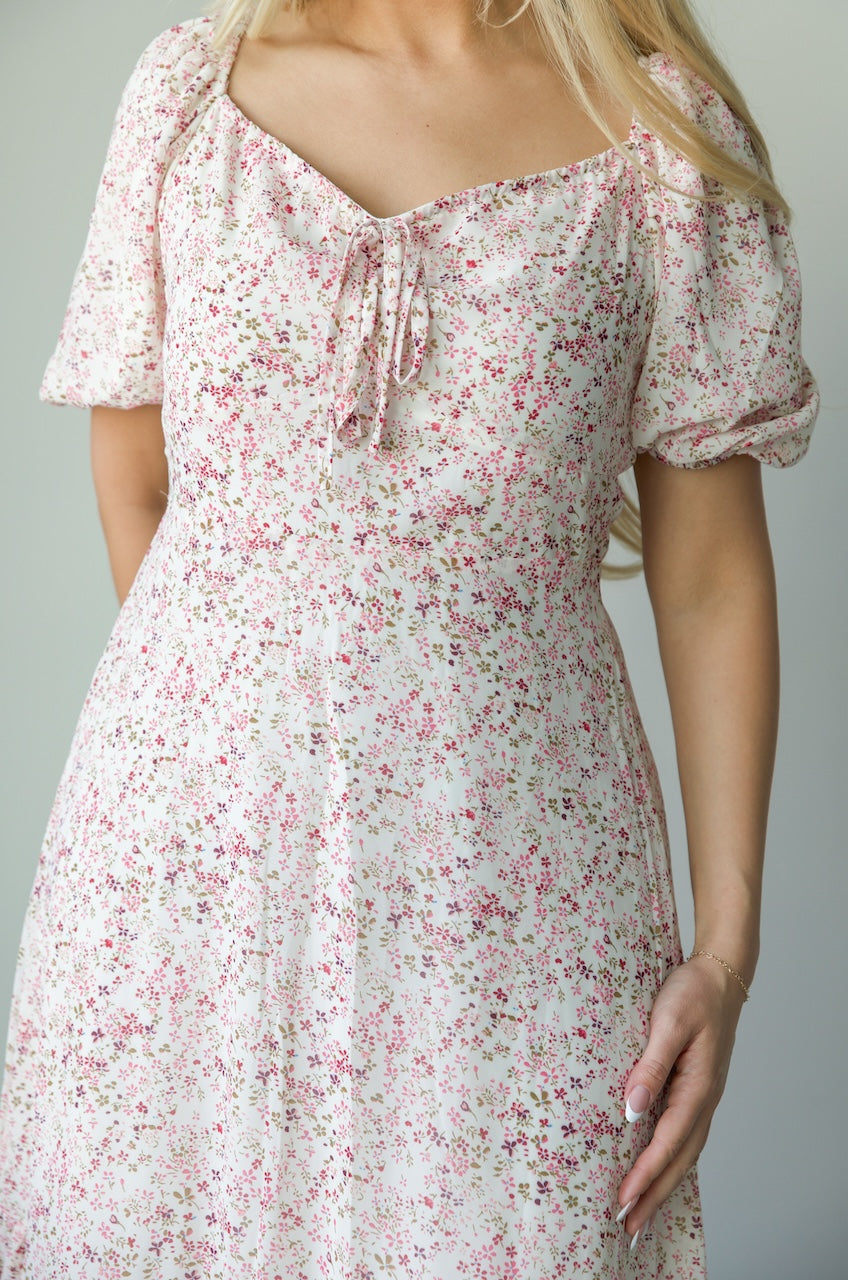 Rose Meadow Puff Sleeve Midi Dress