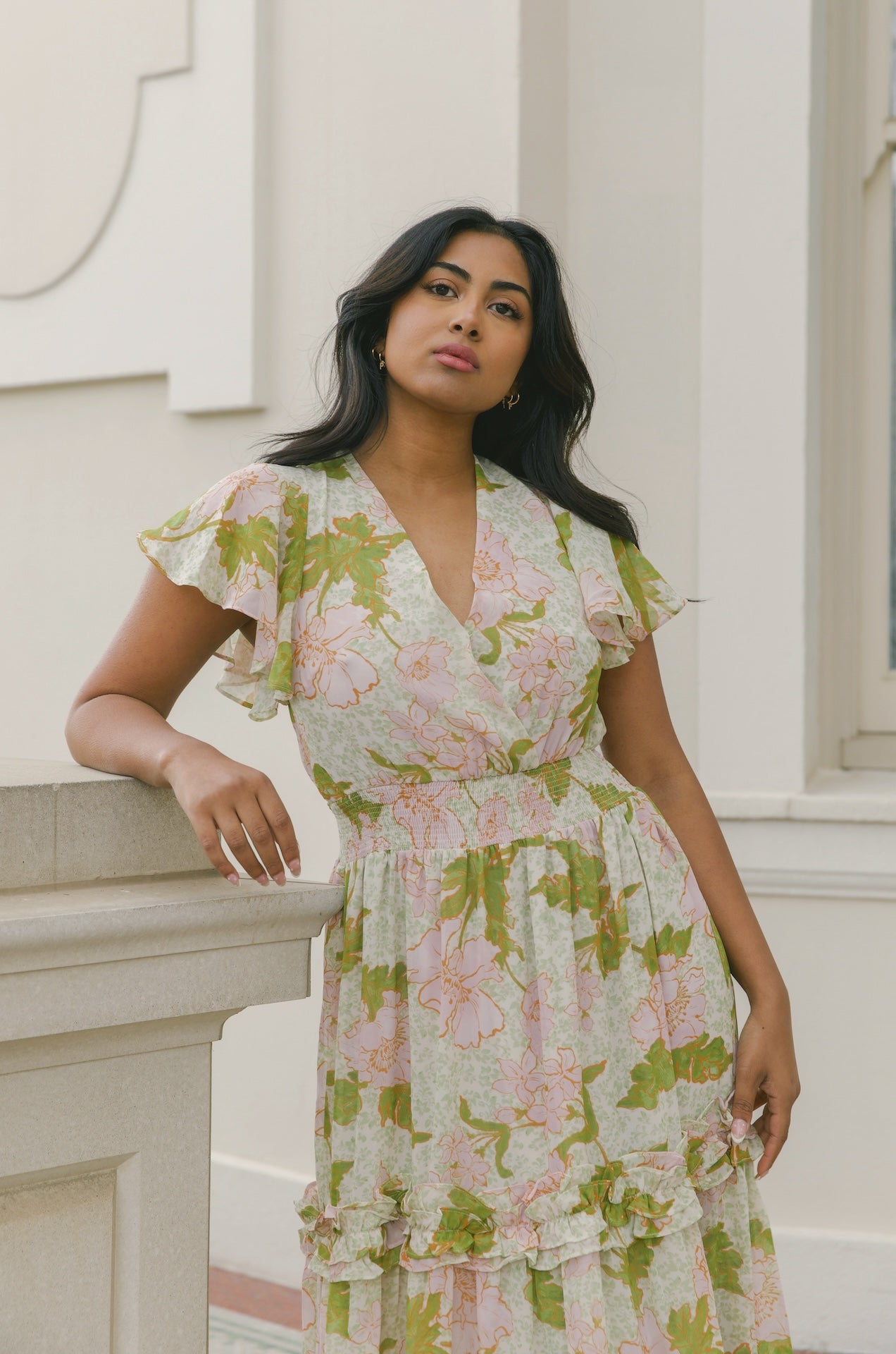 Farrah Green Floral Maxi Dress