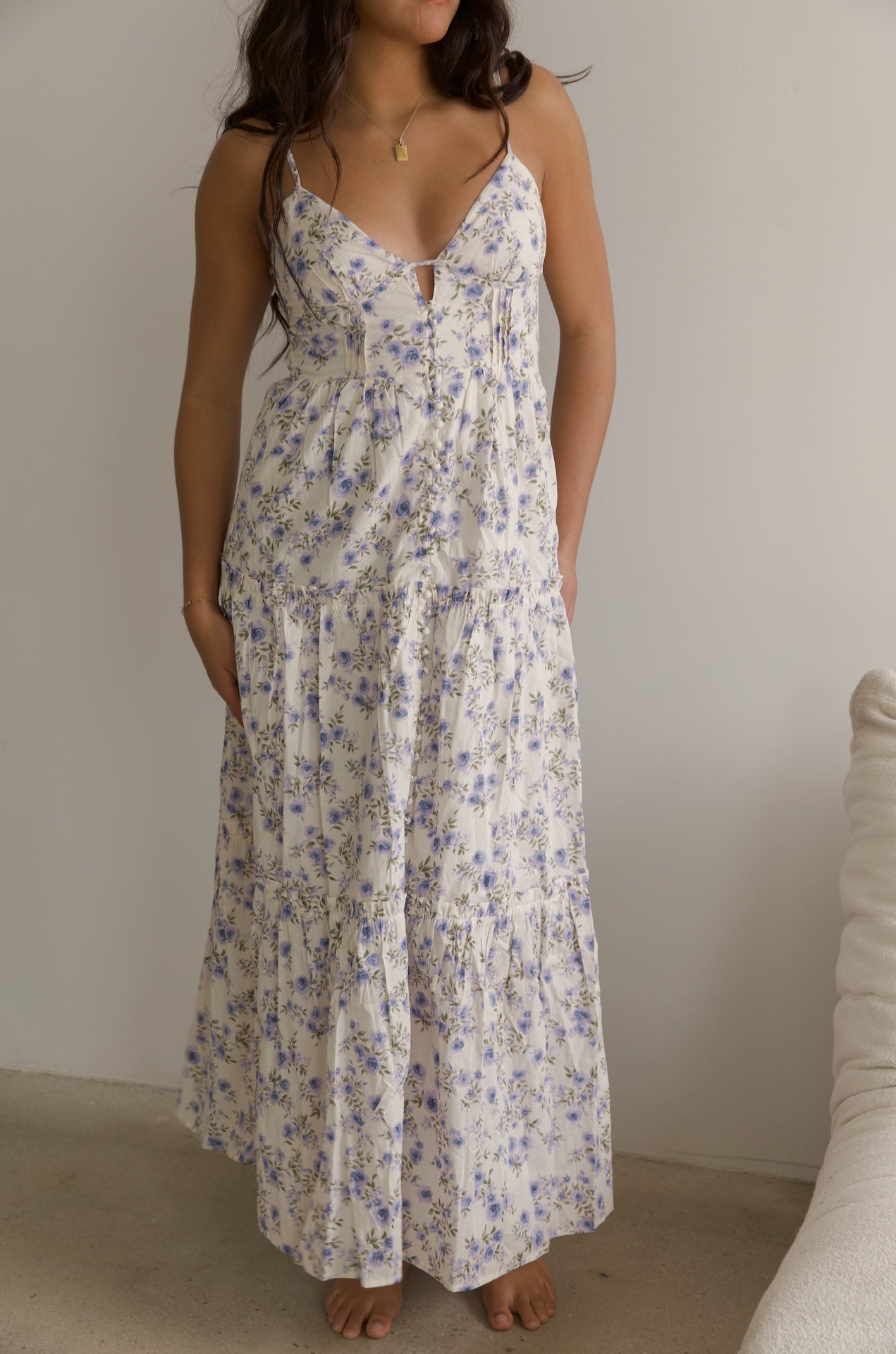 Floral Tiered Spaghetti Strap Maxi Dress