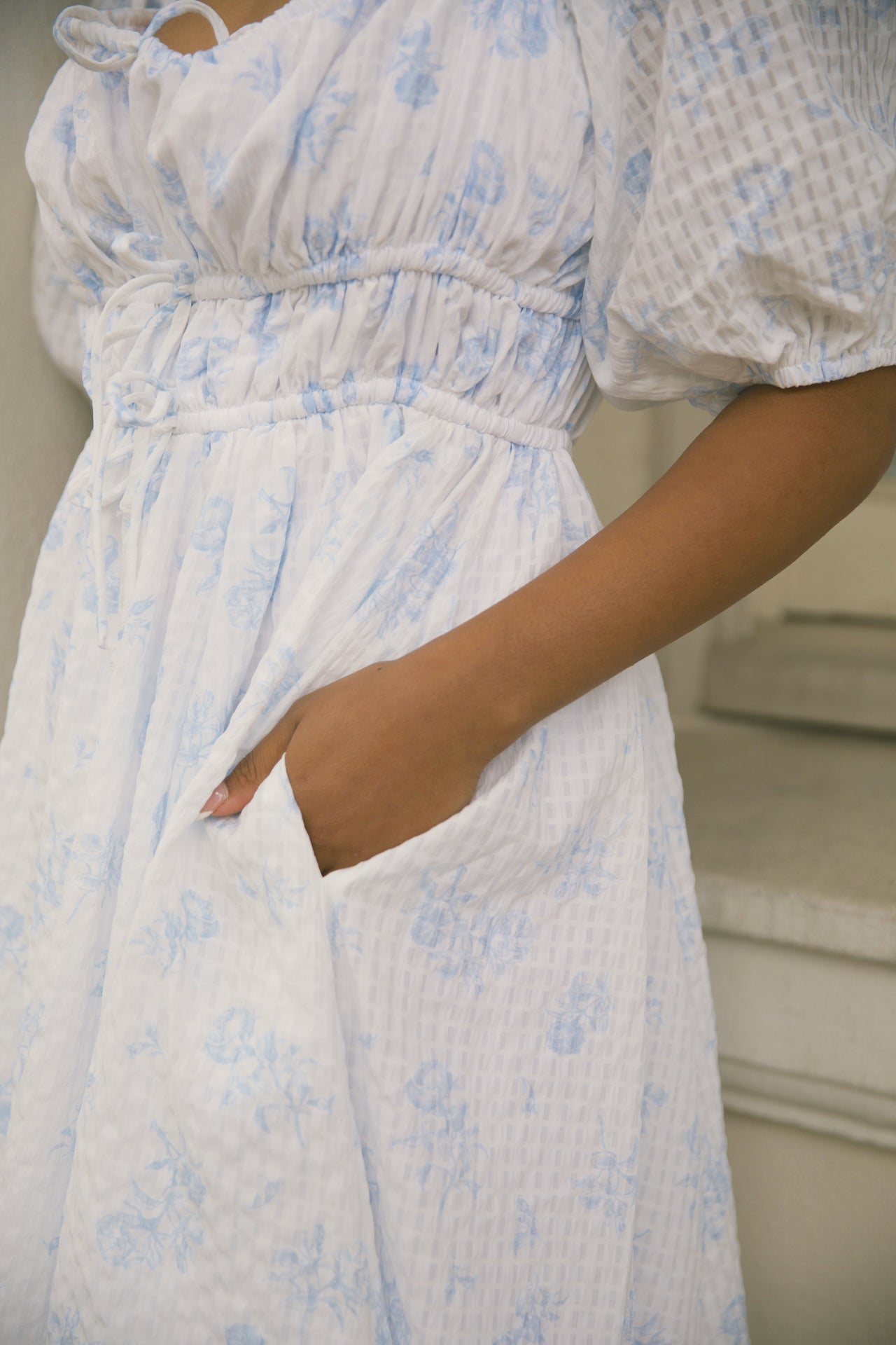 Antonia Blue Floral Midi Dress