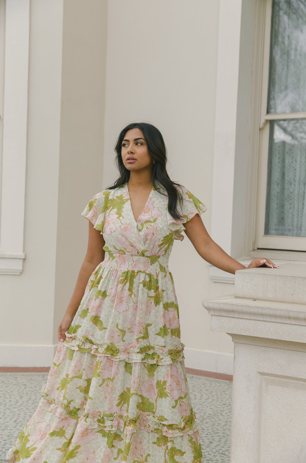 Farrah Green Floral Maxi Dress