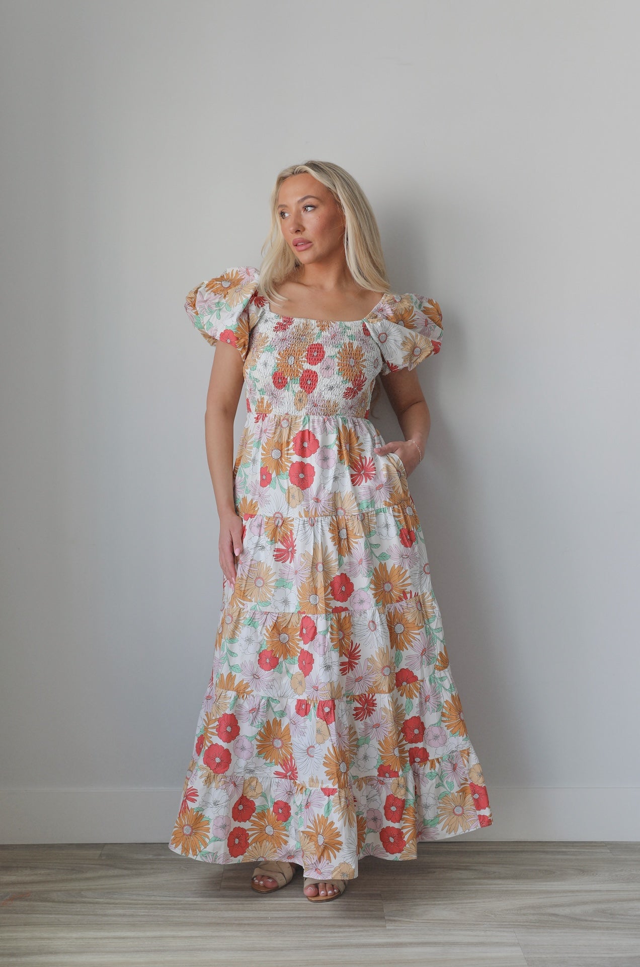 Smocked Floral Maxi Dress