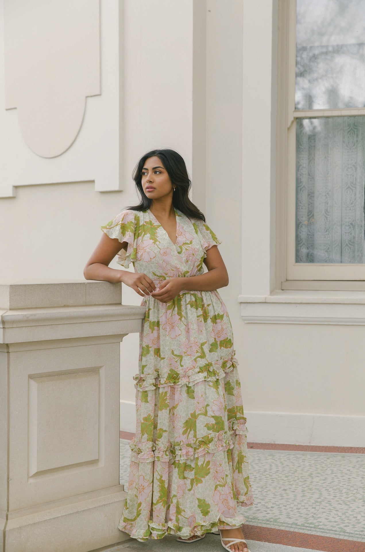 Farrah Green Floral Maxi Dress