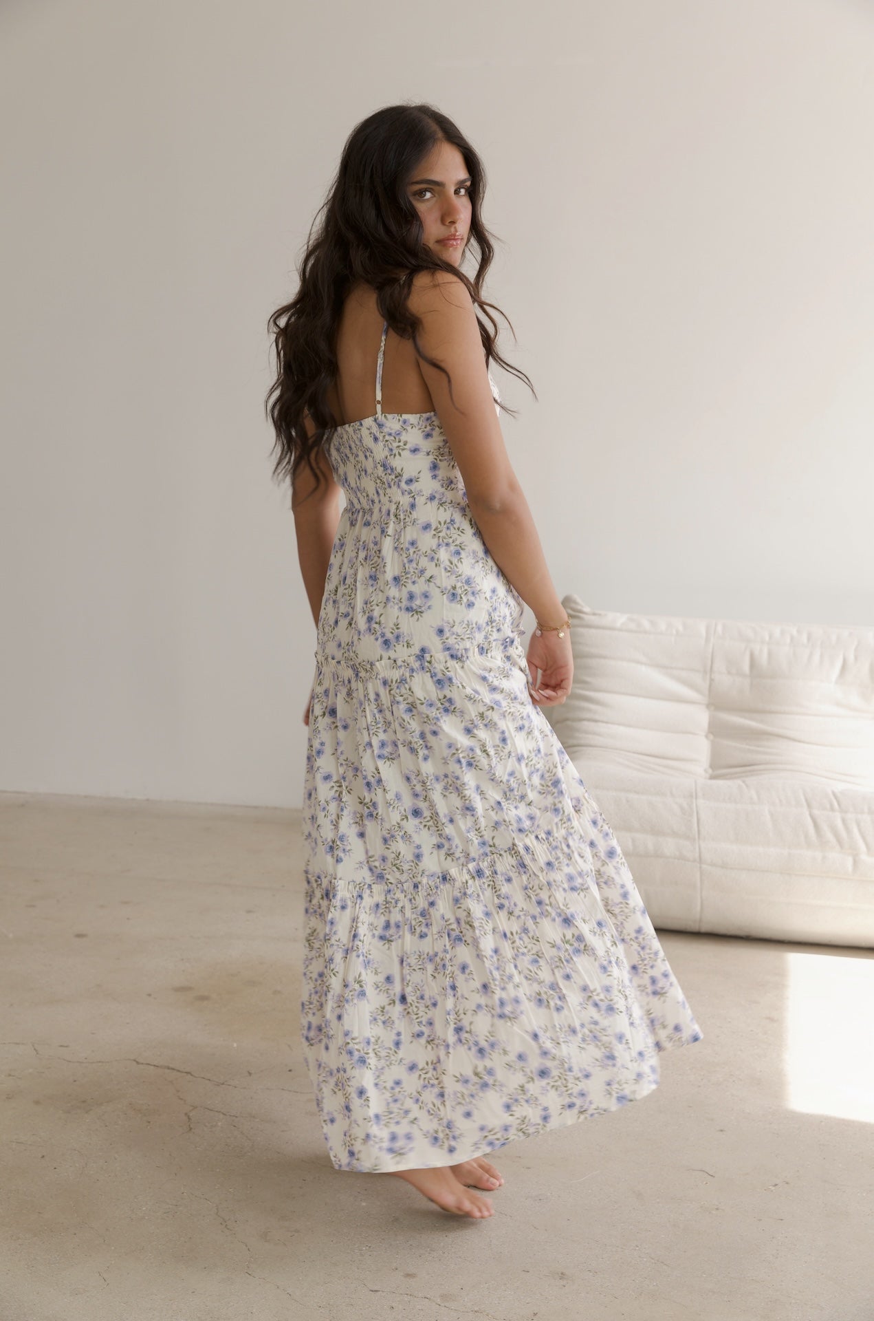 Floral Tiered Spaghetti Strap Maxi Dress