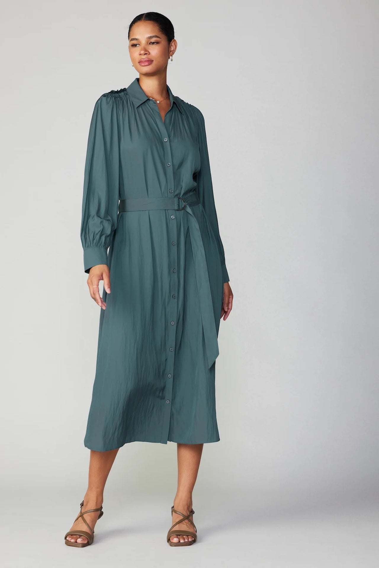 chinese dress ladies Black Long Sleeve Belted Midi Dress – AX Paris main image 0