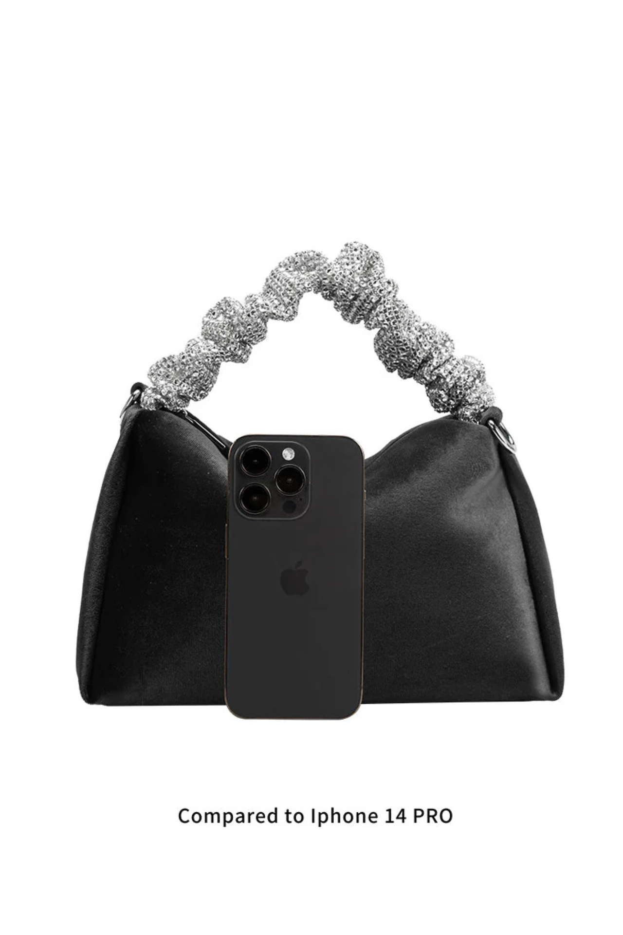 Estela Black Velvet Top Handle Bag - Melie Bianco