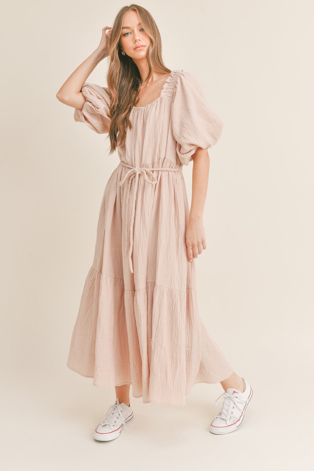 Mauve Cotton Gauze Dress