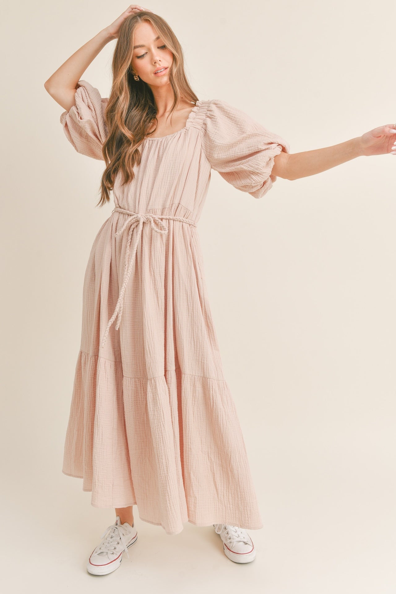 Mauve Cotton Gauze Dress