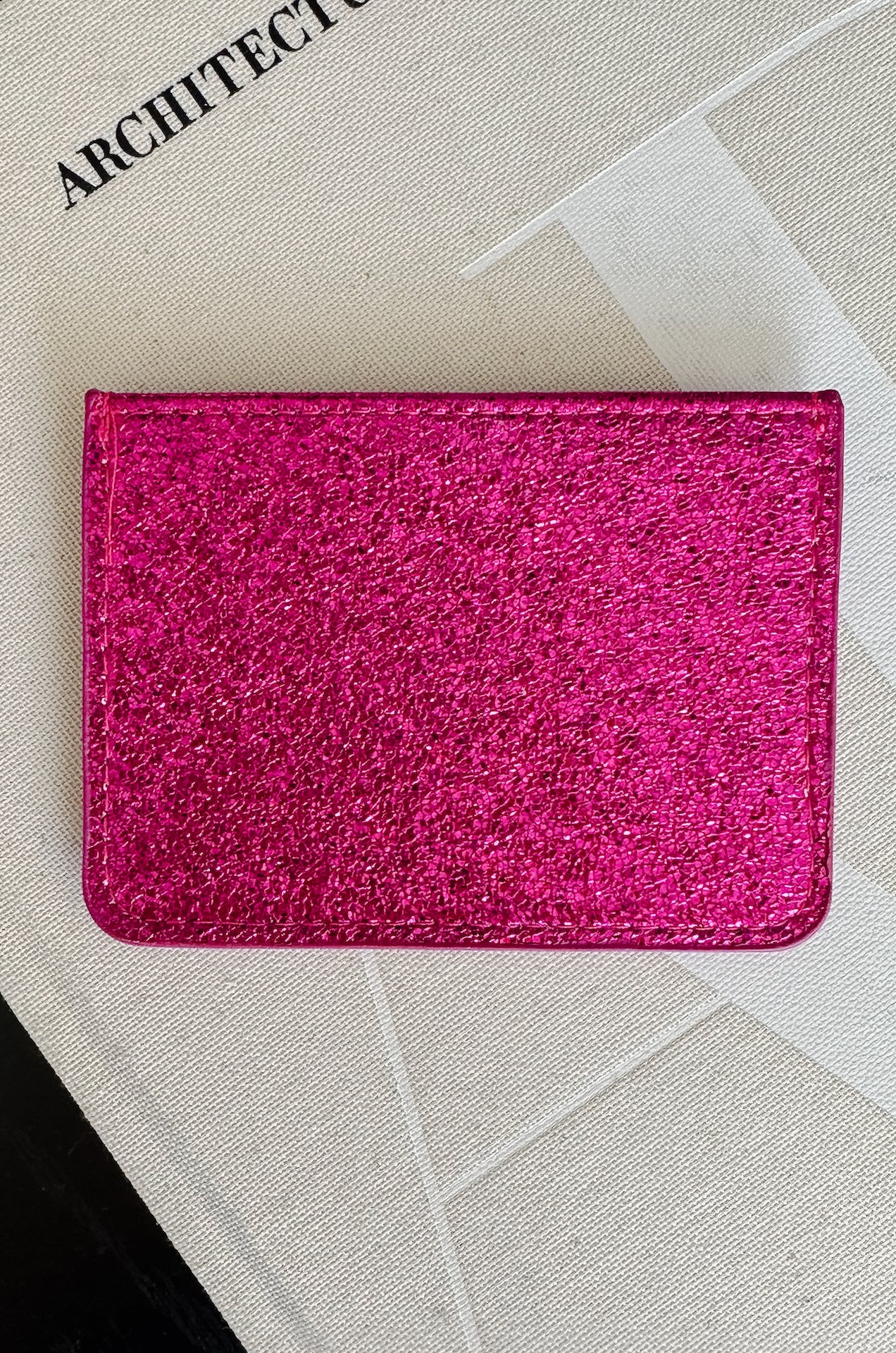 pink card wallet that is slim with multi card slots