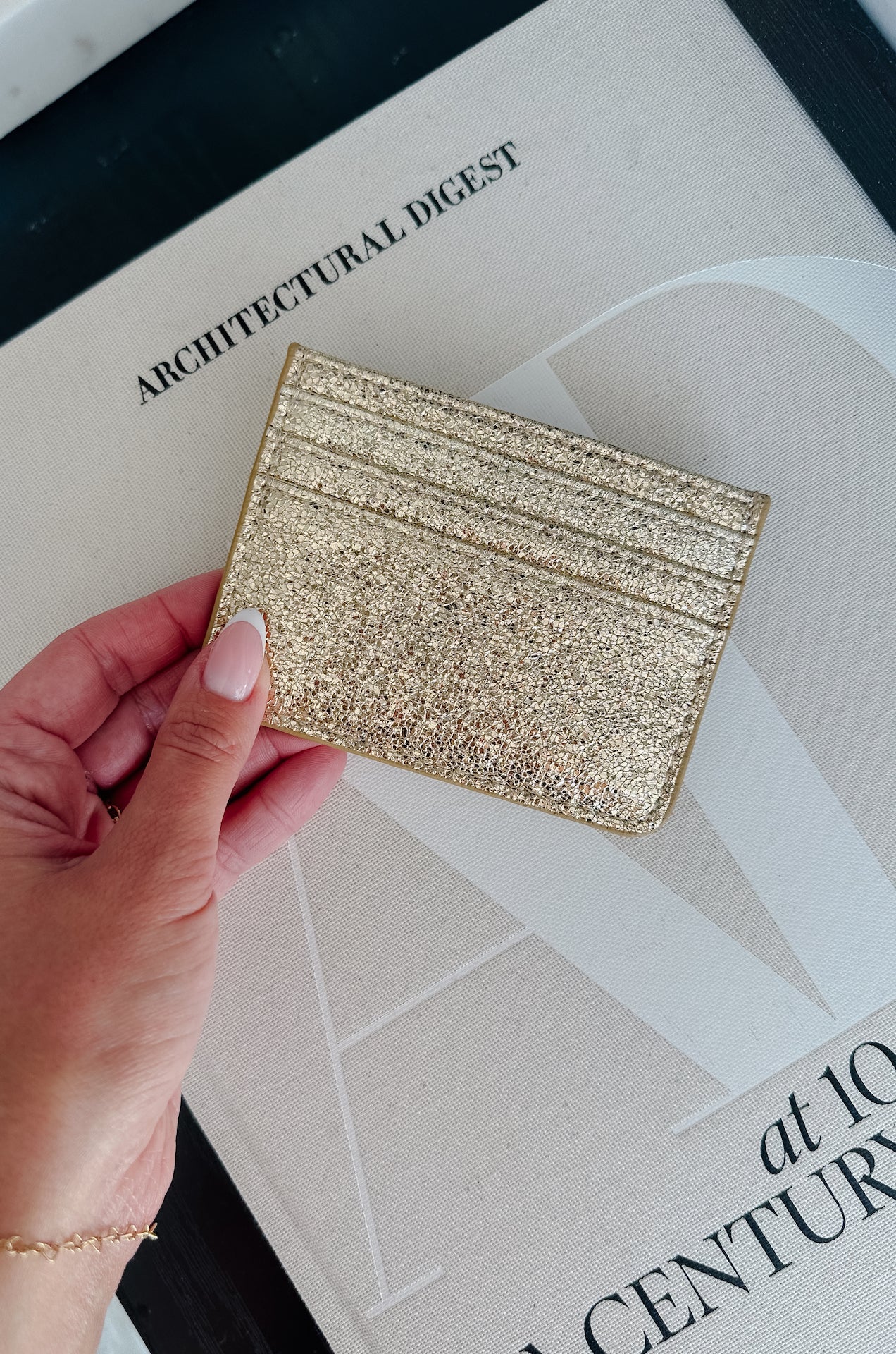 gold card holder shimmery