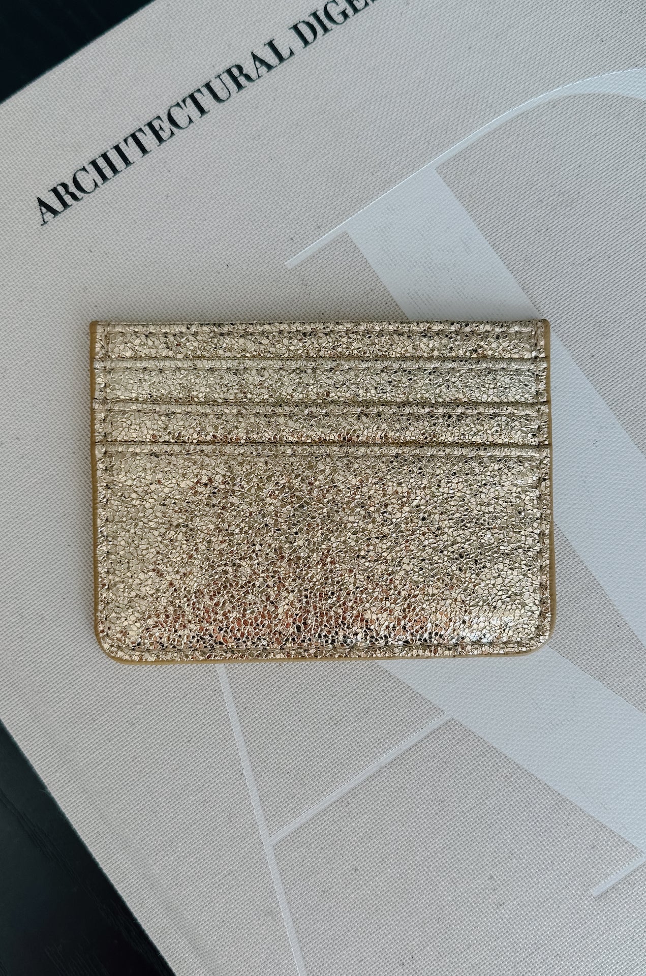 gold card holder shimmery