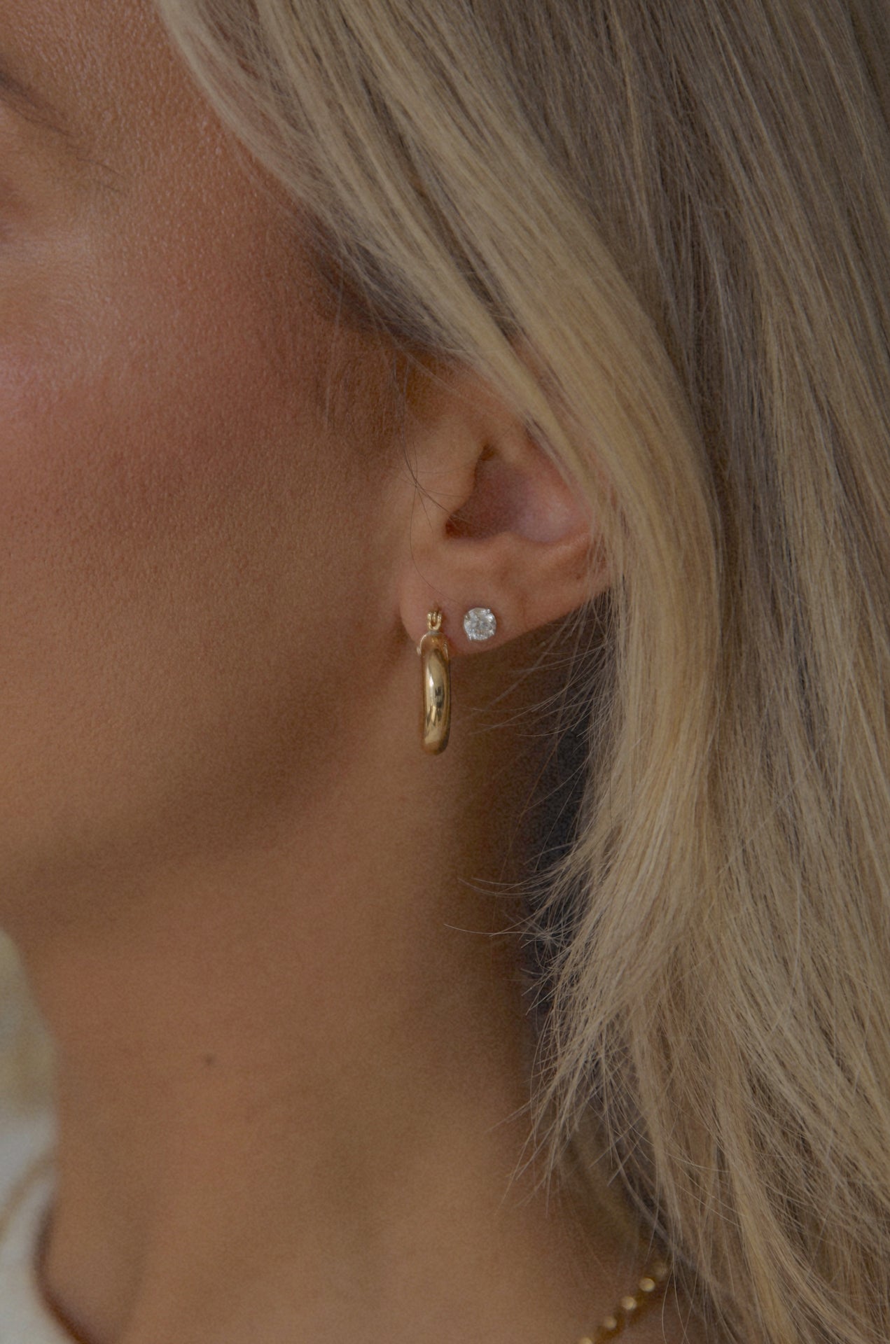 18k gold plated small chunky hoops