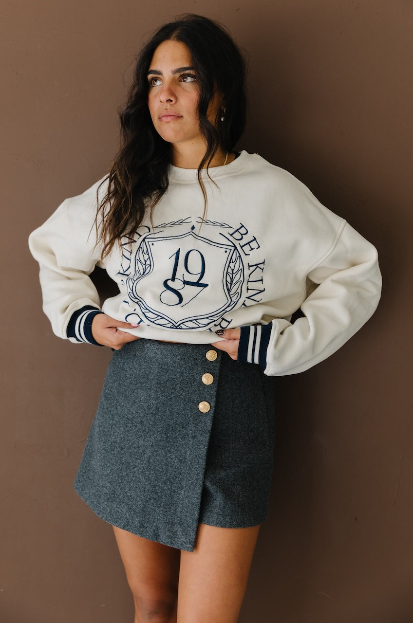 1987 Be Kind Embroidered Fleece Sweatshirt
