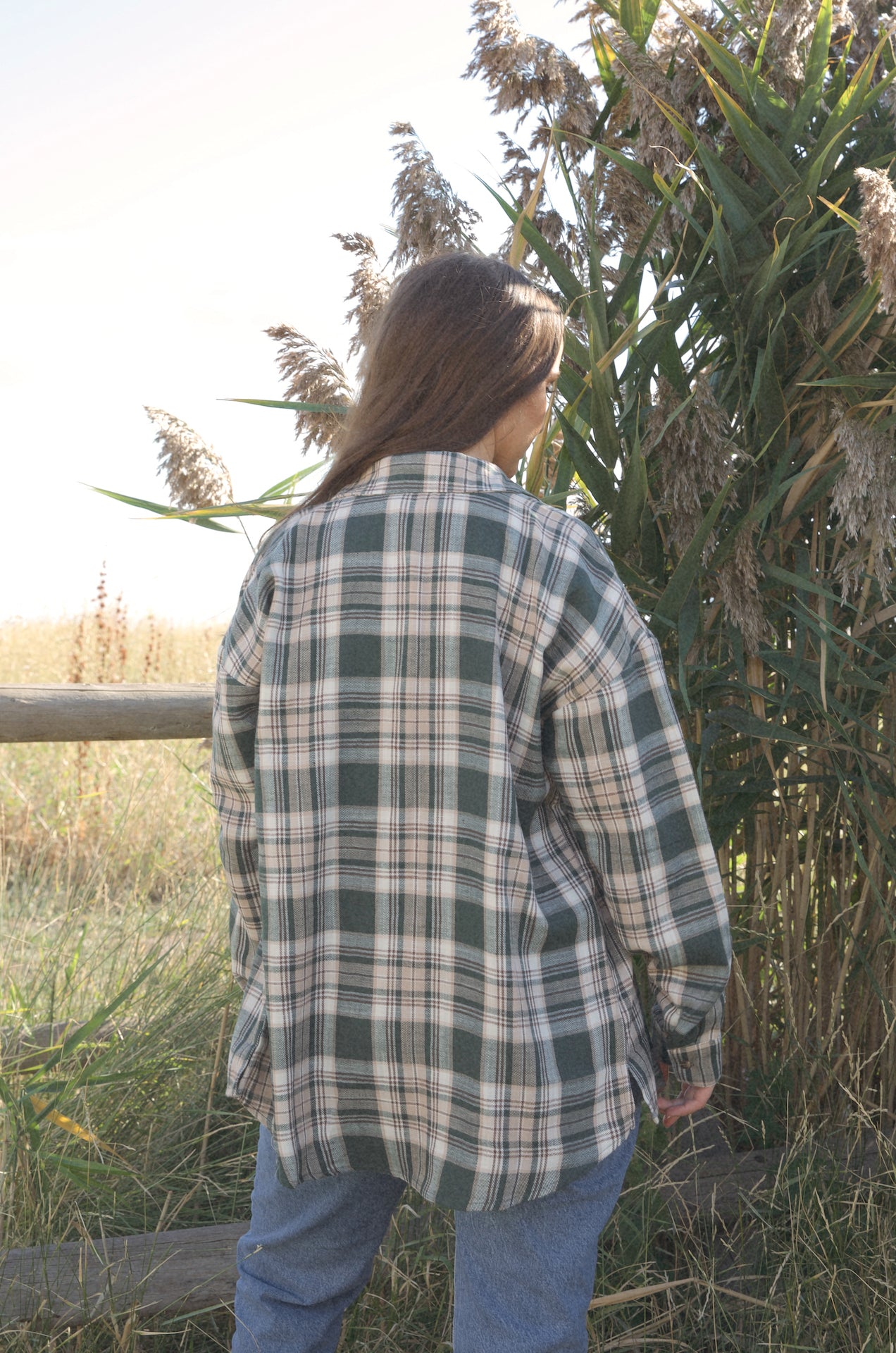 green oversized flannel shirt