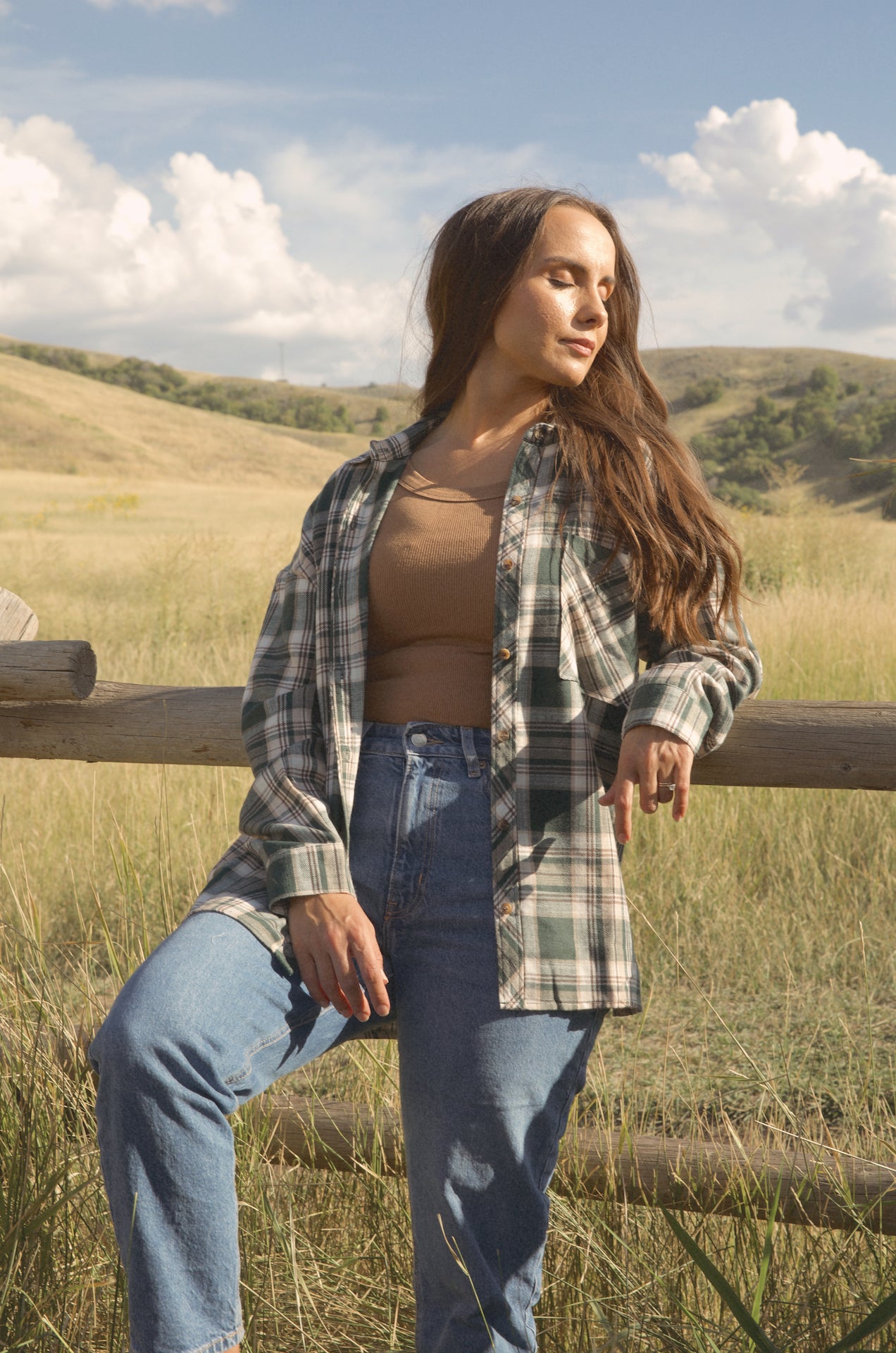 green oversized flannel shirt