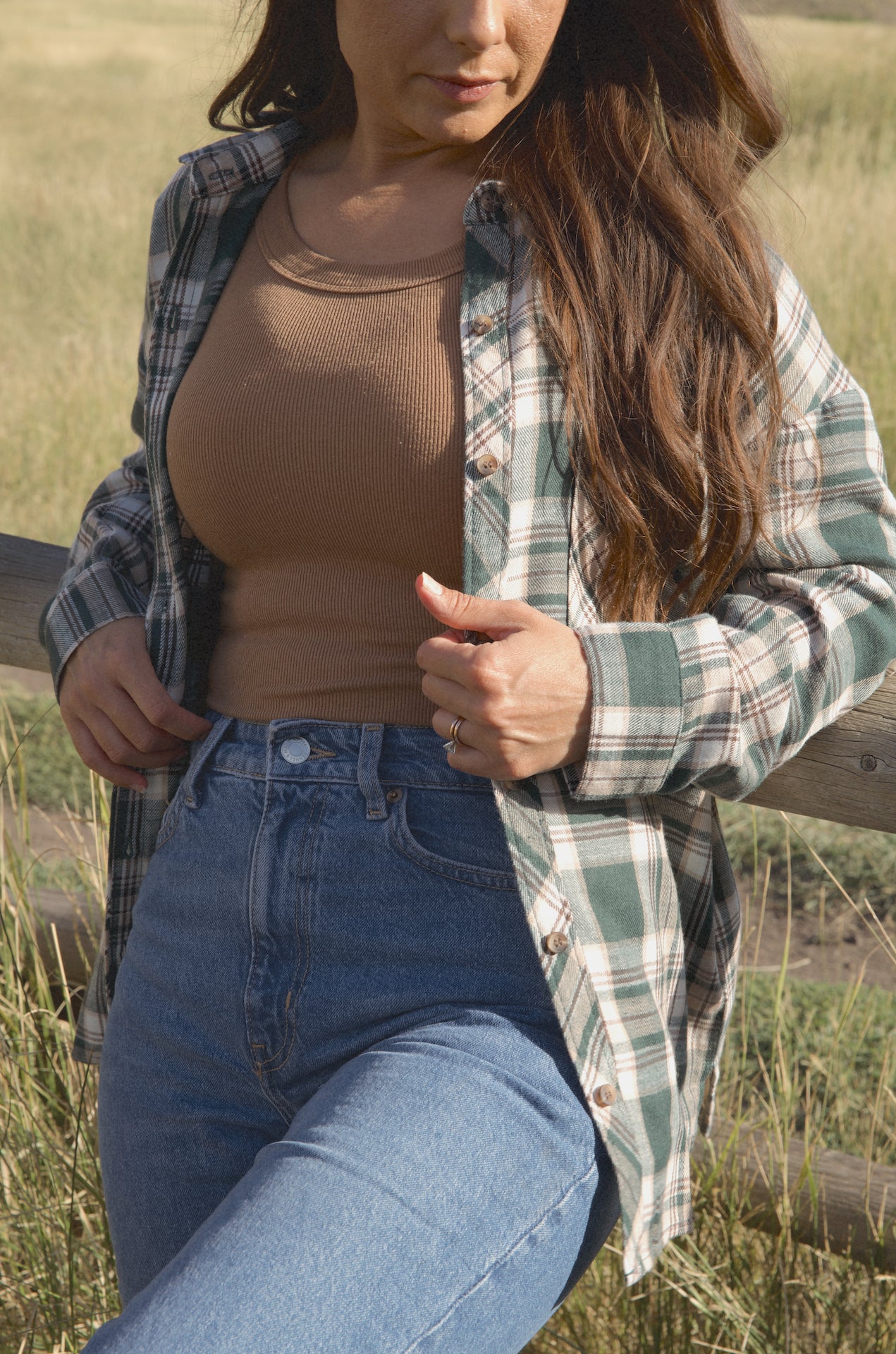 green oversized flannel shirt
