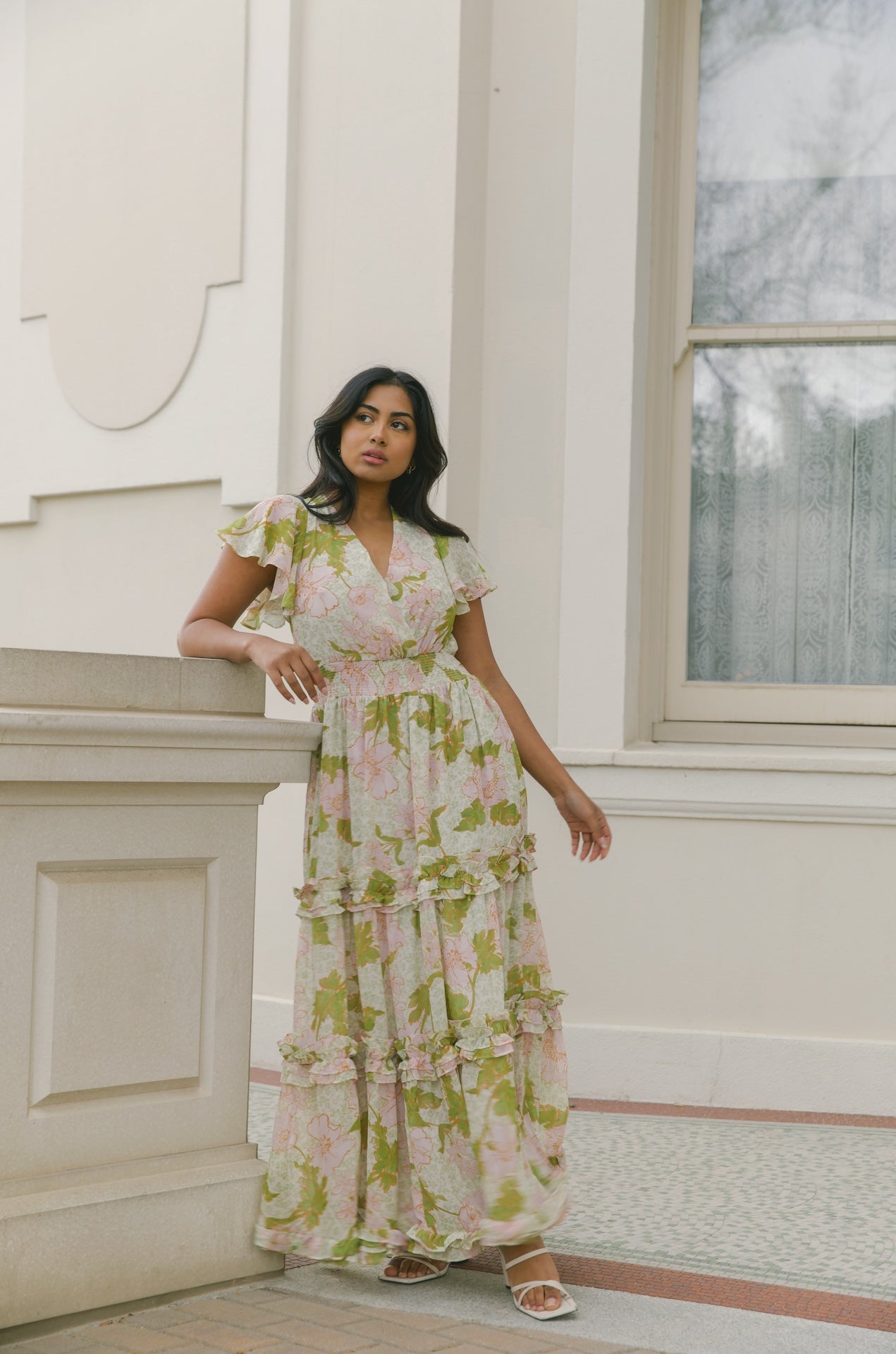 Farrah Green Floral Maxi Dress