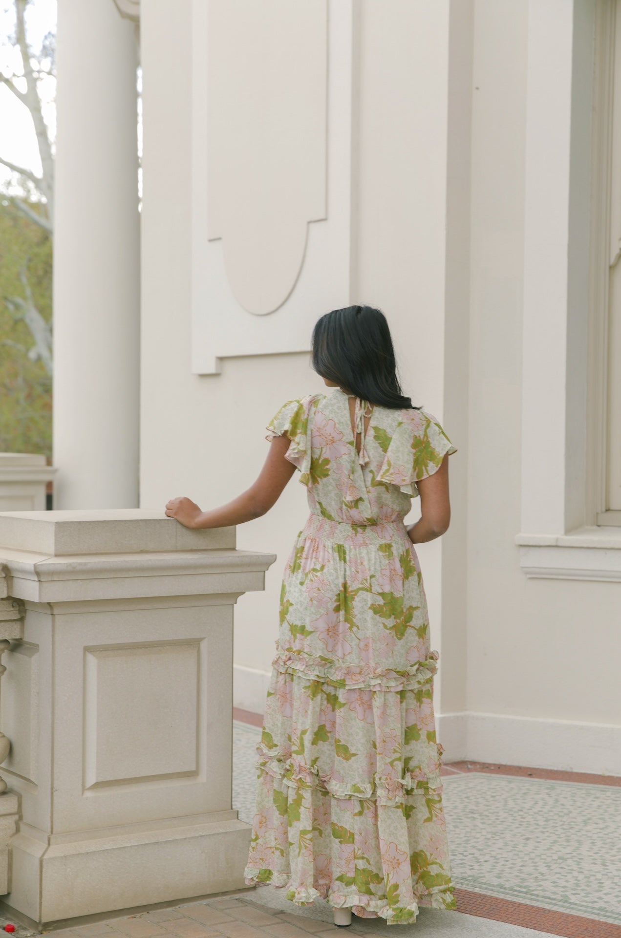 Farrah Green Floral Maxi Dress