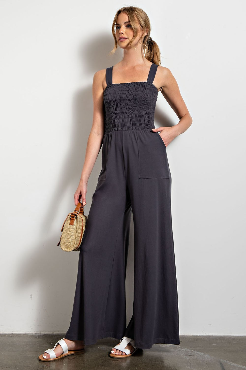 Dark Grey Butter Soft Sleeveless Jumpsuit