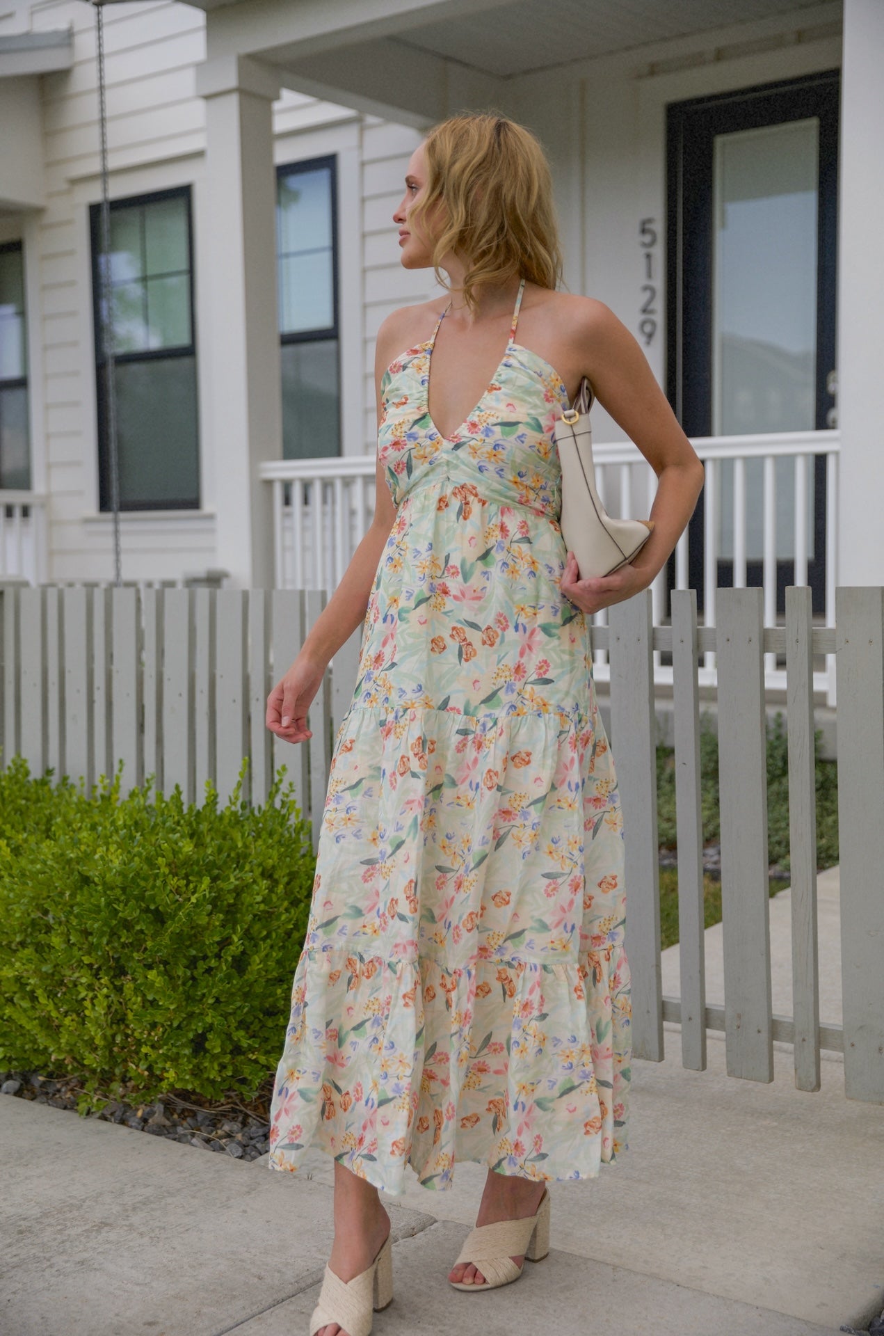 maxi floral halter dress