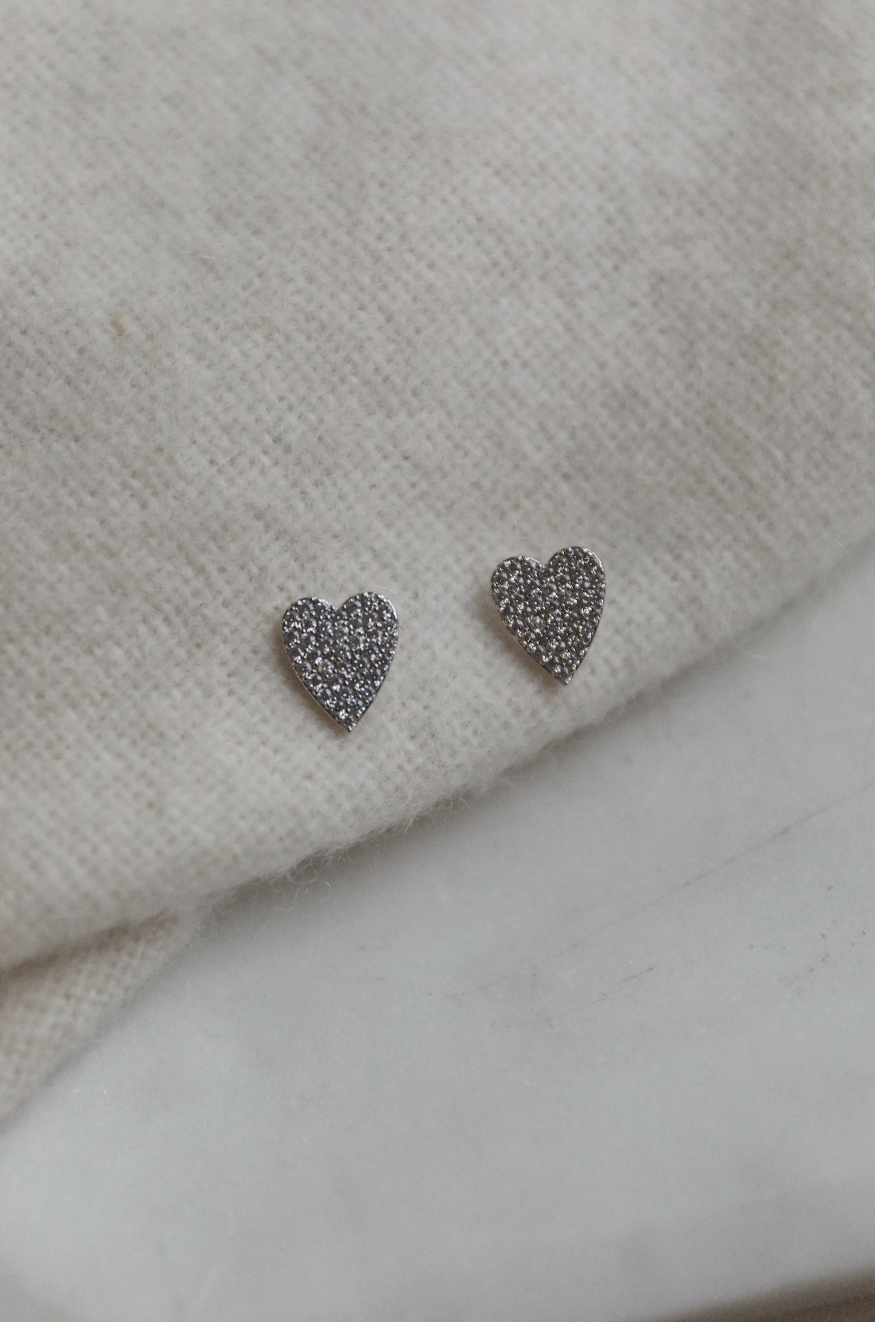 sterling silver cz heart diamond earrings