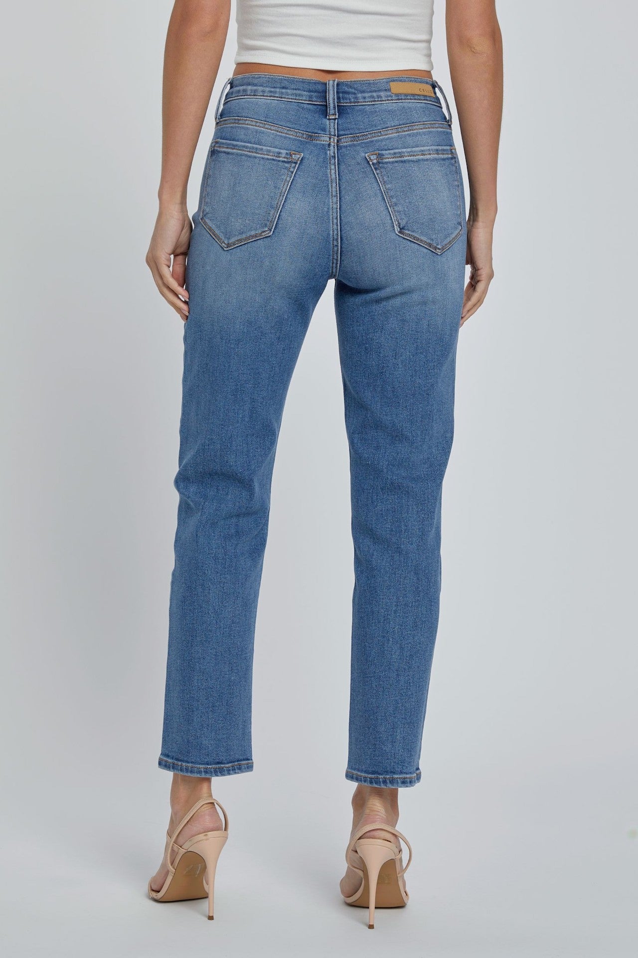 high rise straight jeans cropped mom jeans
