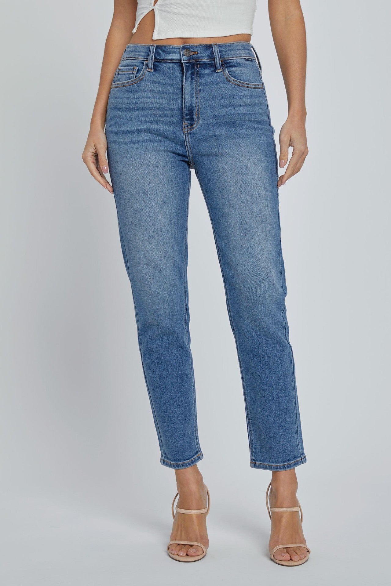 high rise straight jeans cropped mom jeans