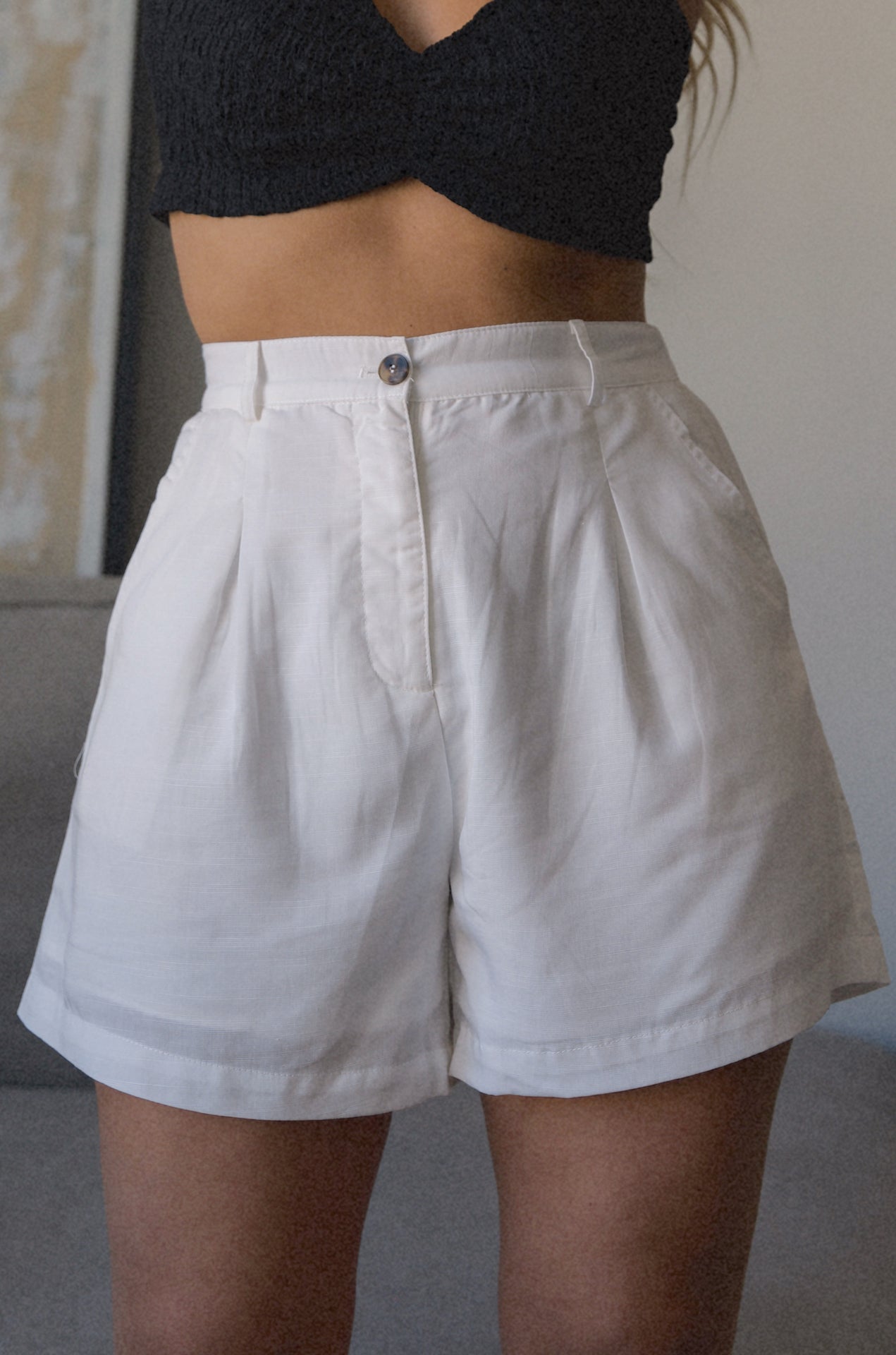 White Linen Shorts