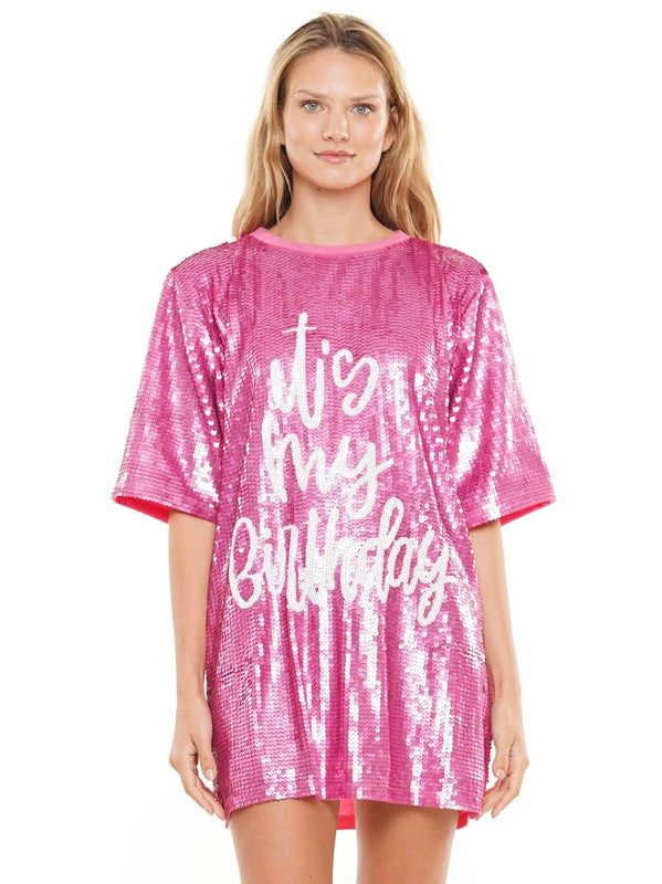 Its My Birthday Sequin Dress - Pink