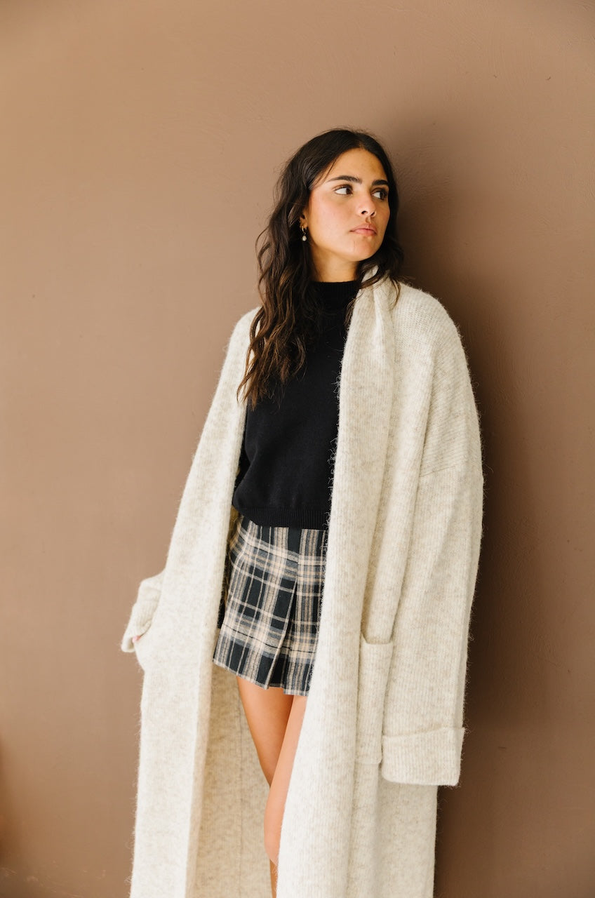 Beige Oversized Maxi Cardigan