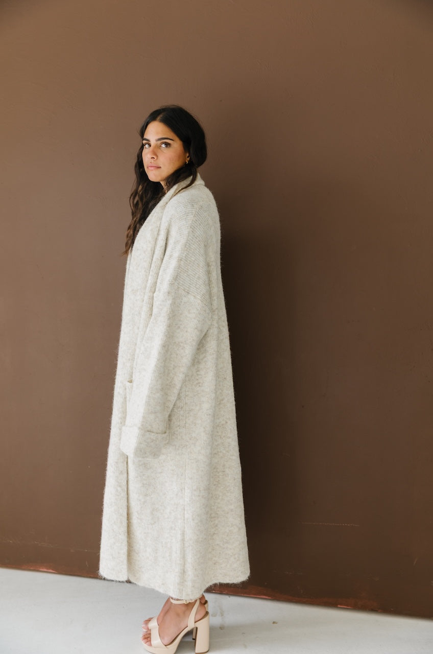 Beige Oversized Maxi Cardigan