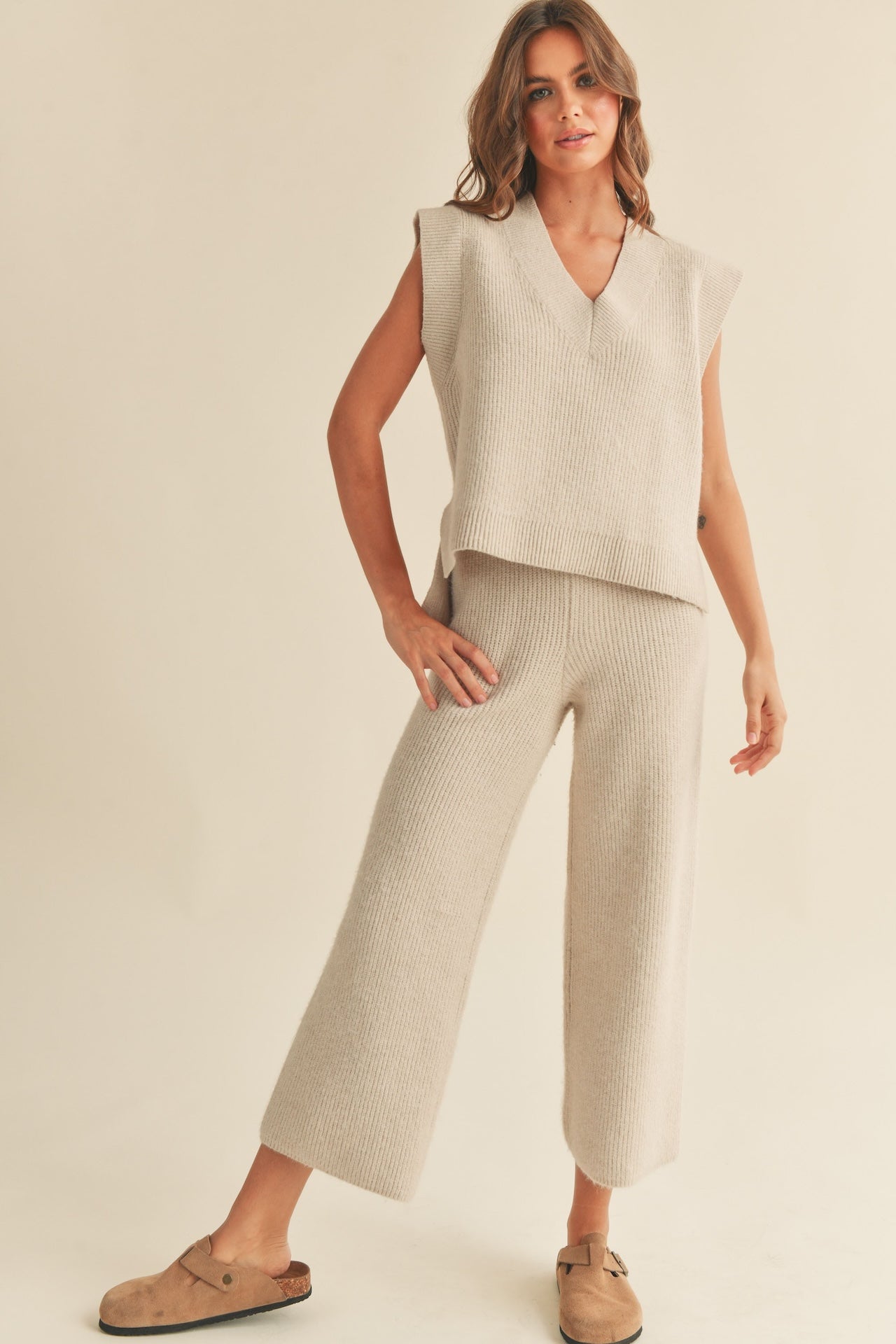 Beige Knit Sweater Vest