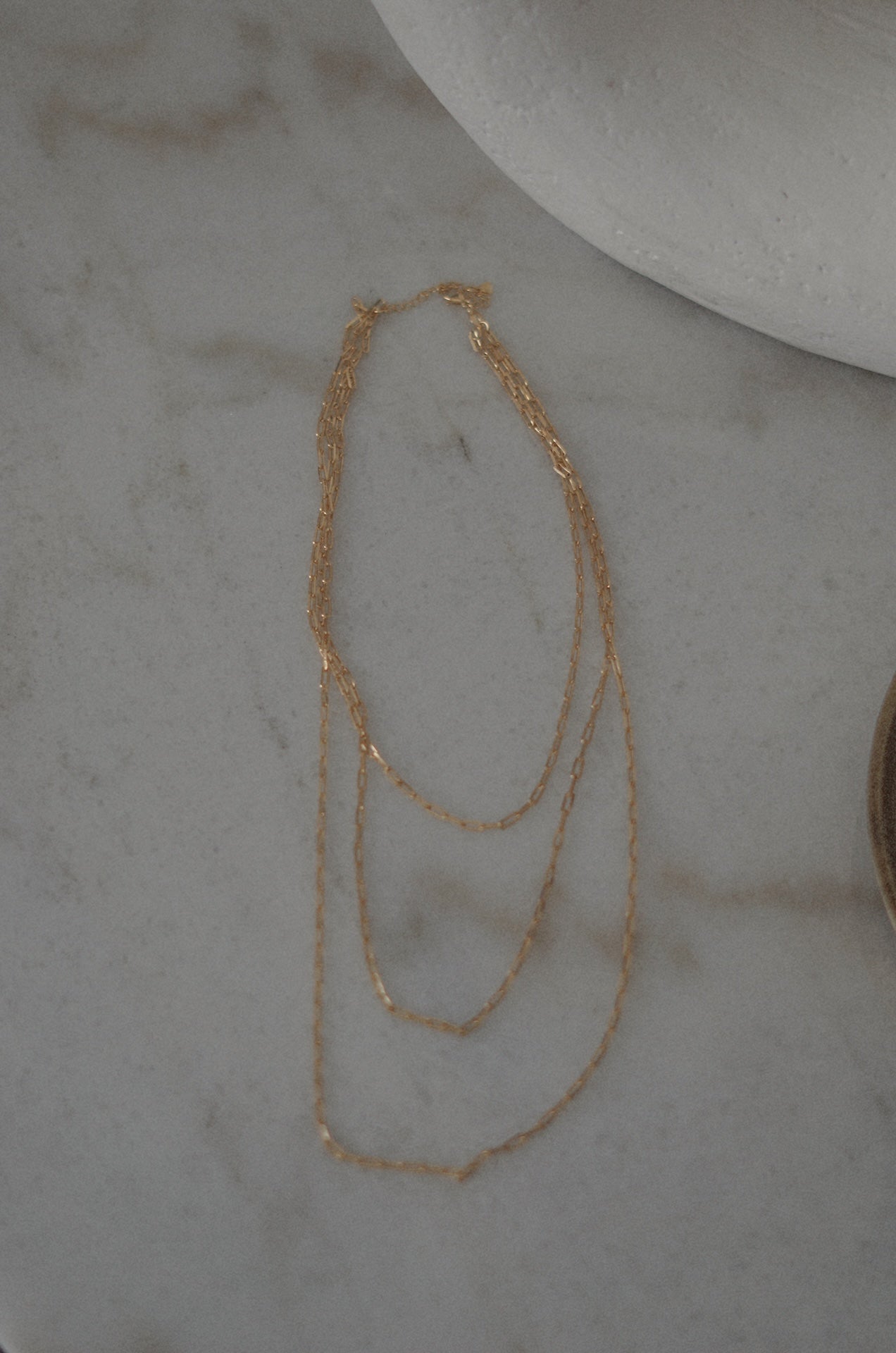 18k gold filled 3 multi strand layered chain necklace