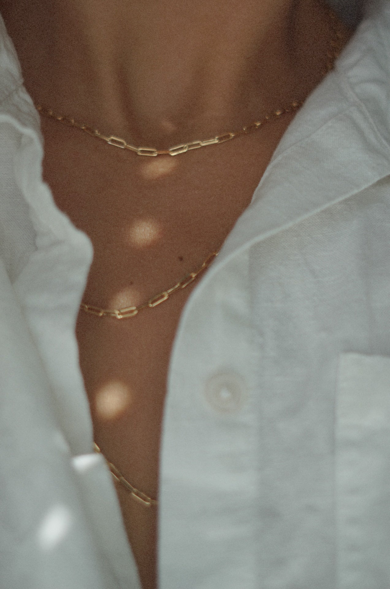 18k gold filled 3 multi strand layered chain necklace