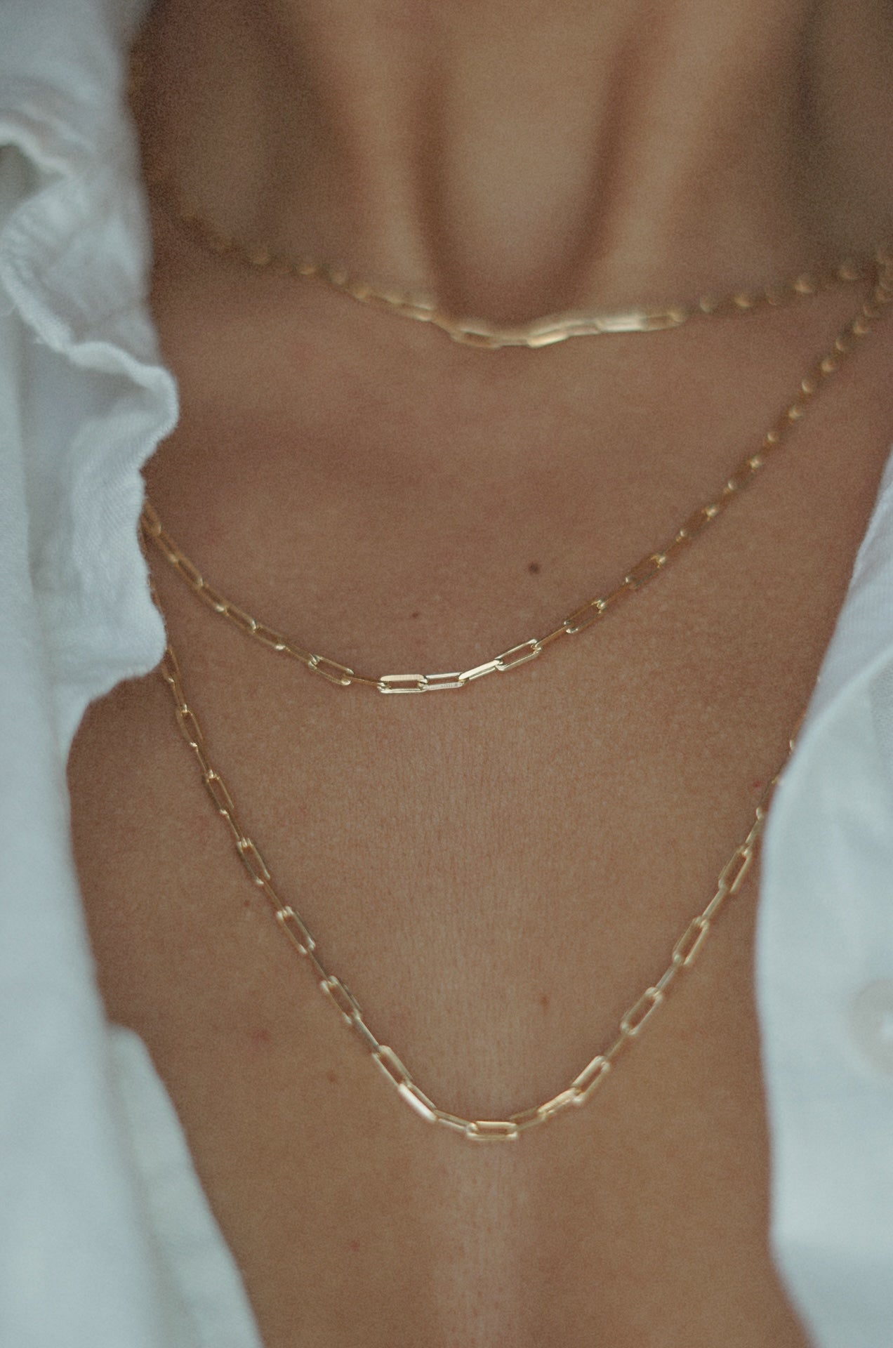 18k gold filled 3 multi strand layered chain necklace