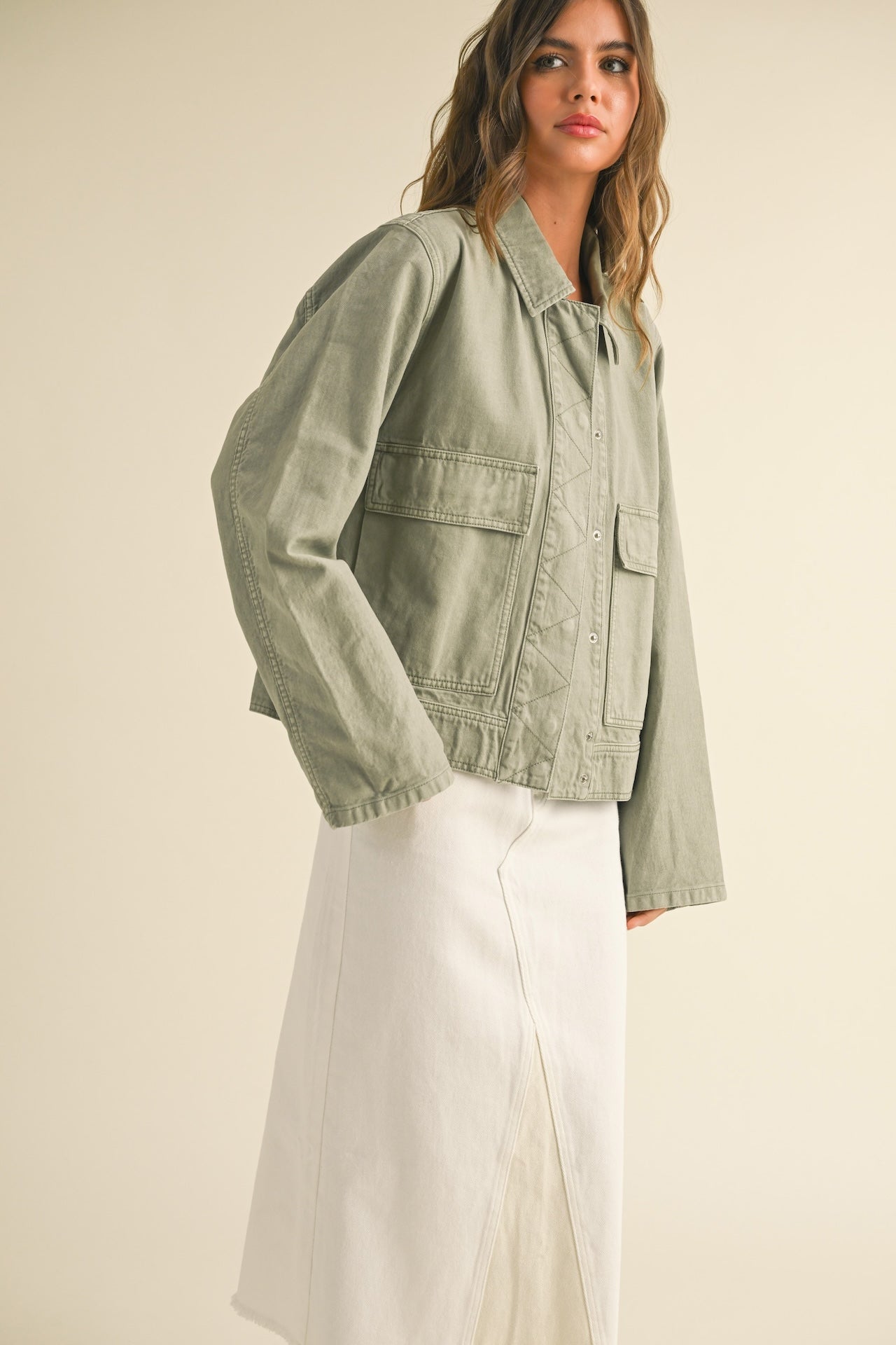 Sage Cotton Denim Jacket