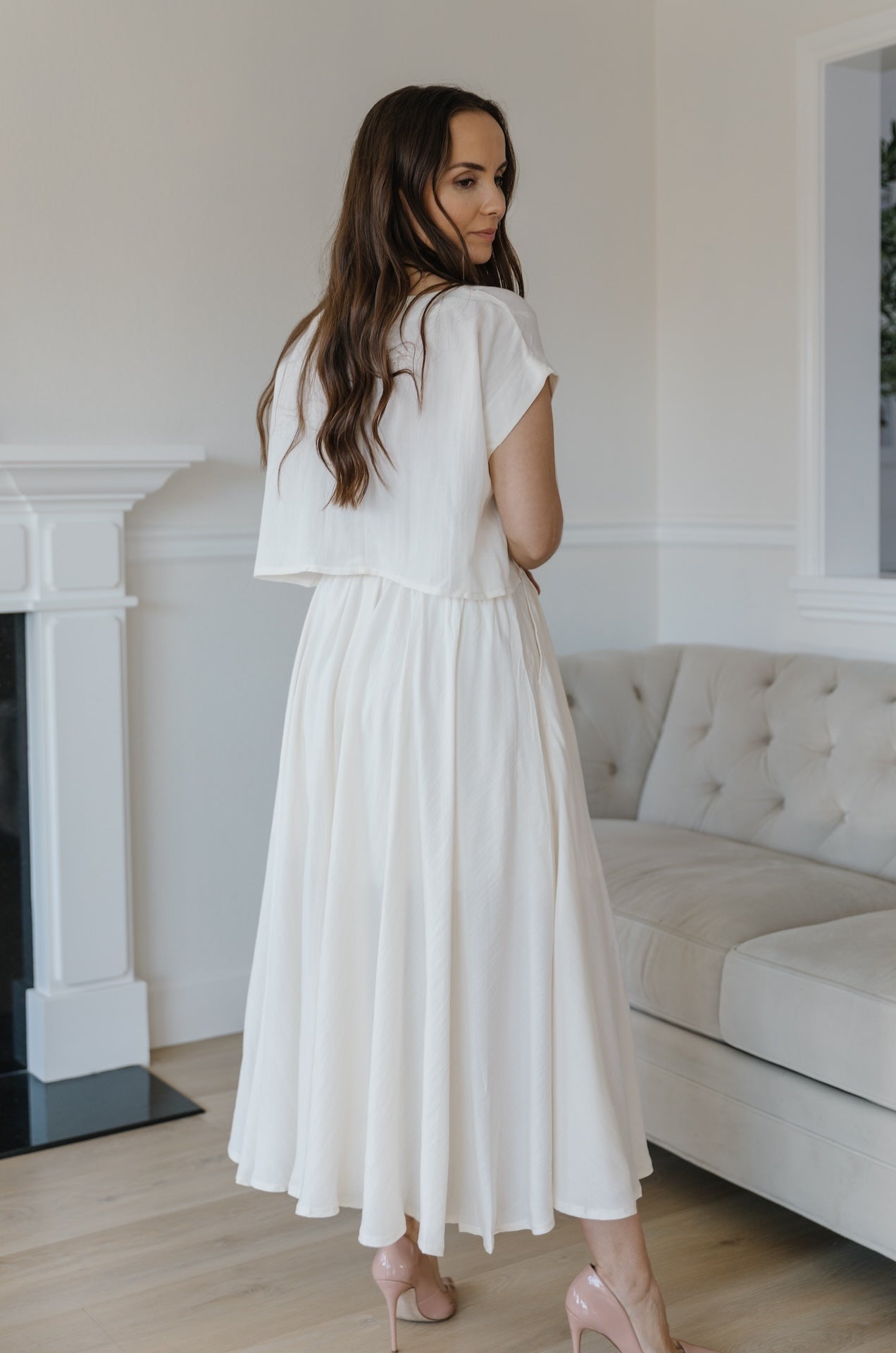 Paige Cream Crop Top and Skirt Set