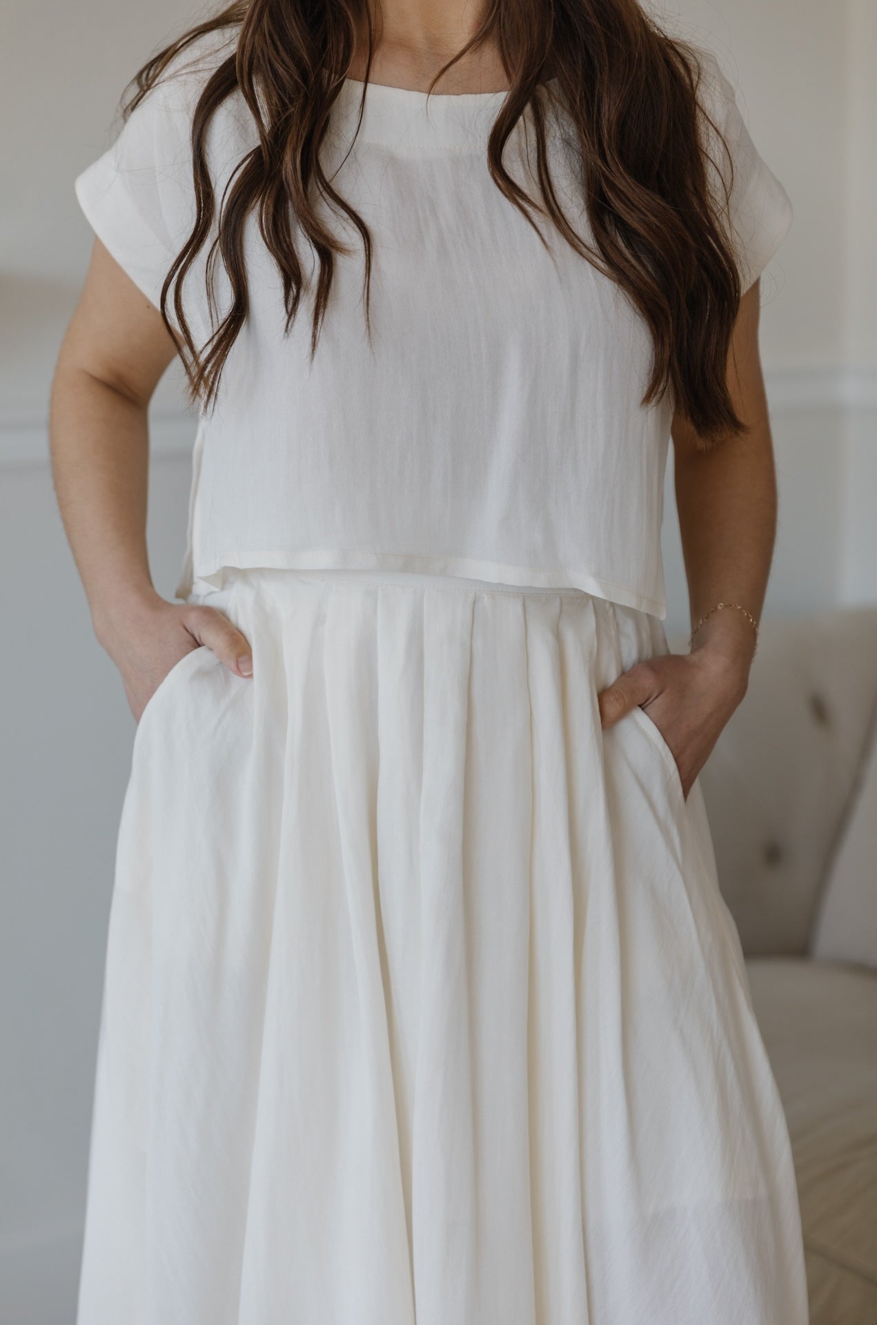 Paige Cream Crop Top and Skirt Set
