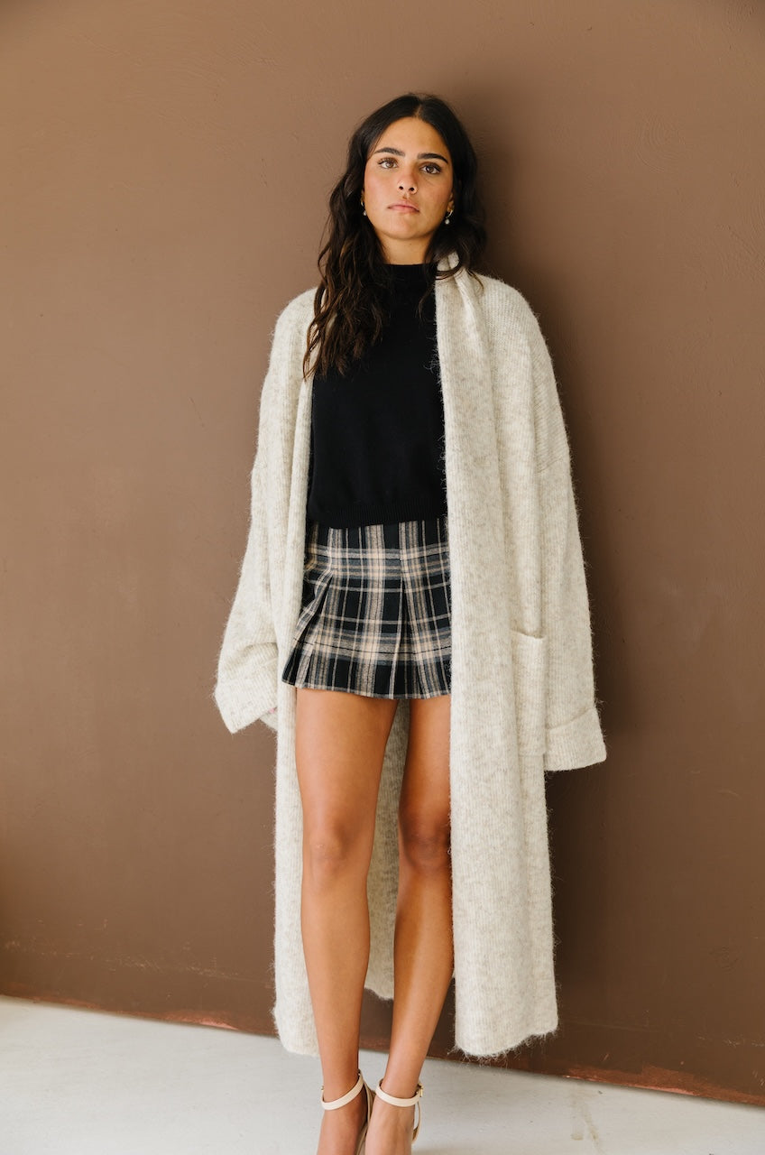 Beige Oversized Maxi Cardigan