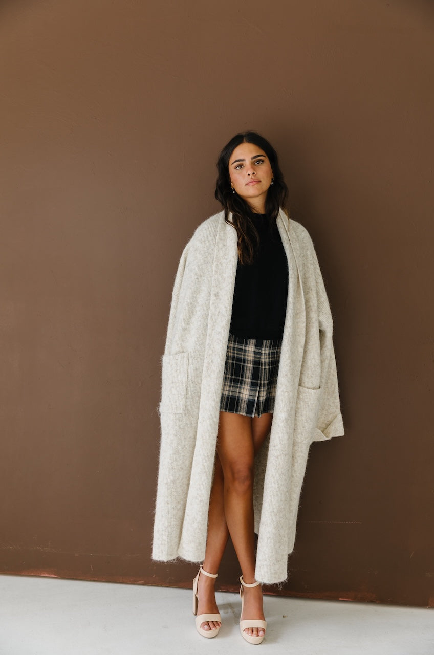 Beige Oversized Maxi Cardigan