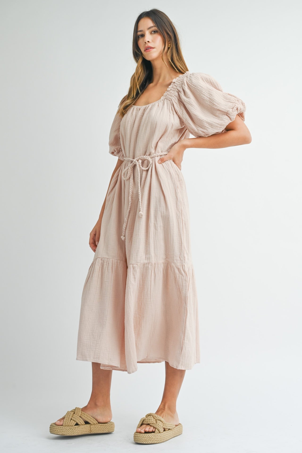 Mauve Cotton Gauze Dress