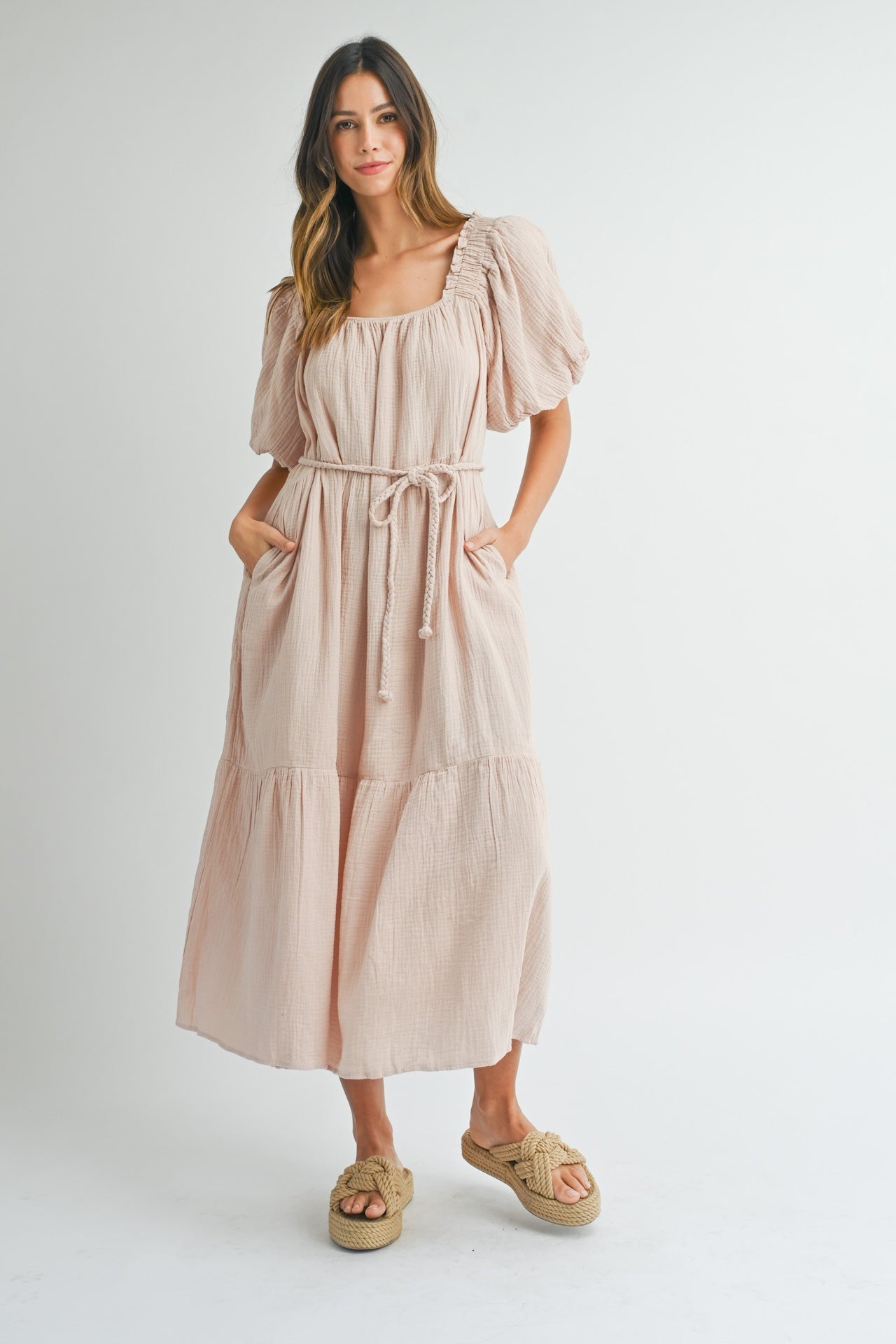 Mauve Cotton Gauze Dress