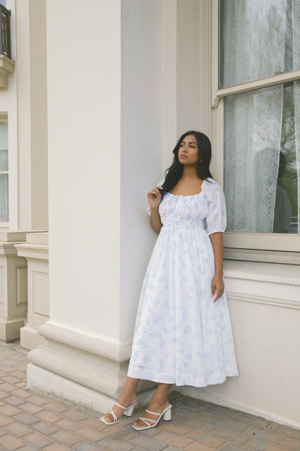 Antonia Blue Floral Midi Dress