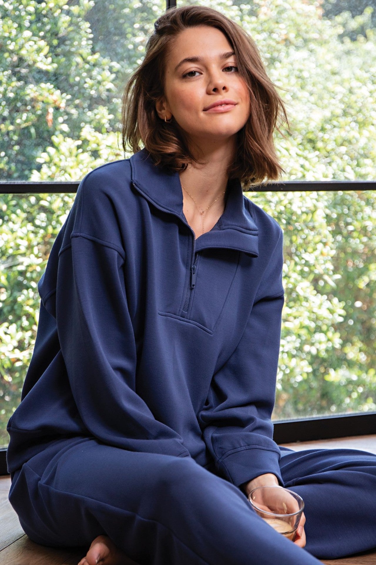 NAVY BLUE half zip sweatshirt