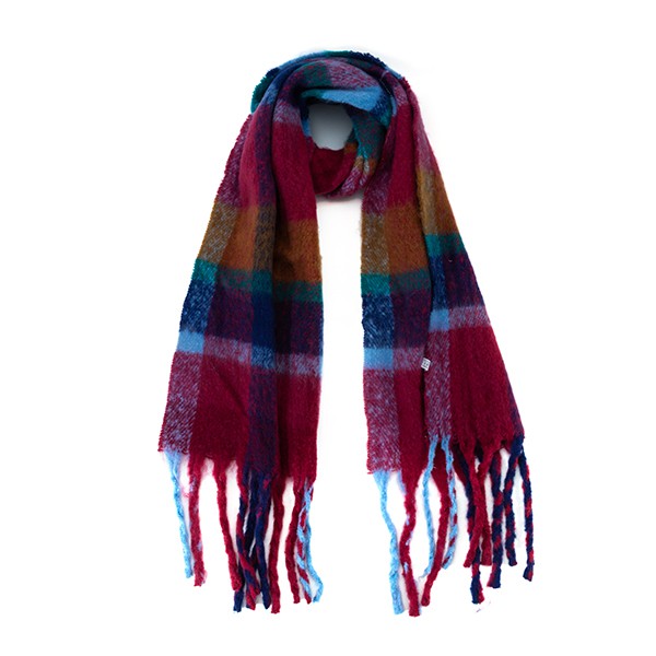 burgundy multicolor fringe scarf