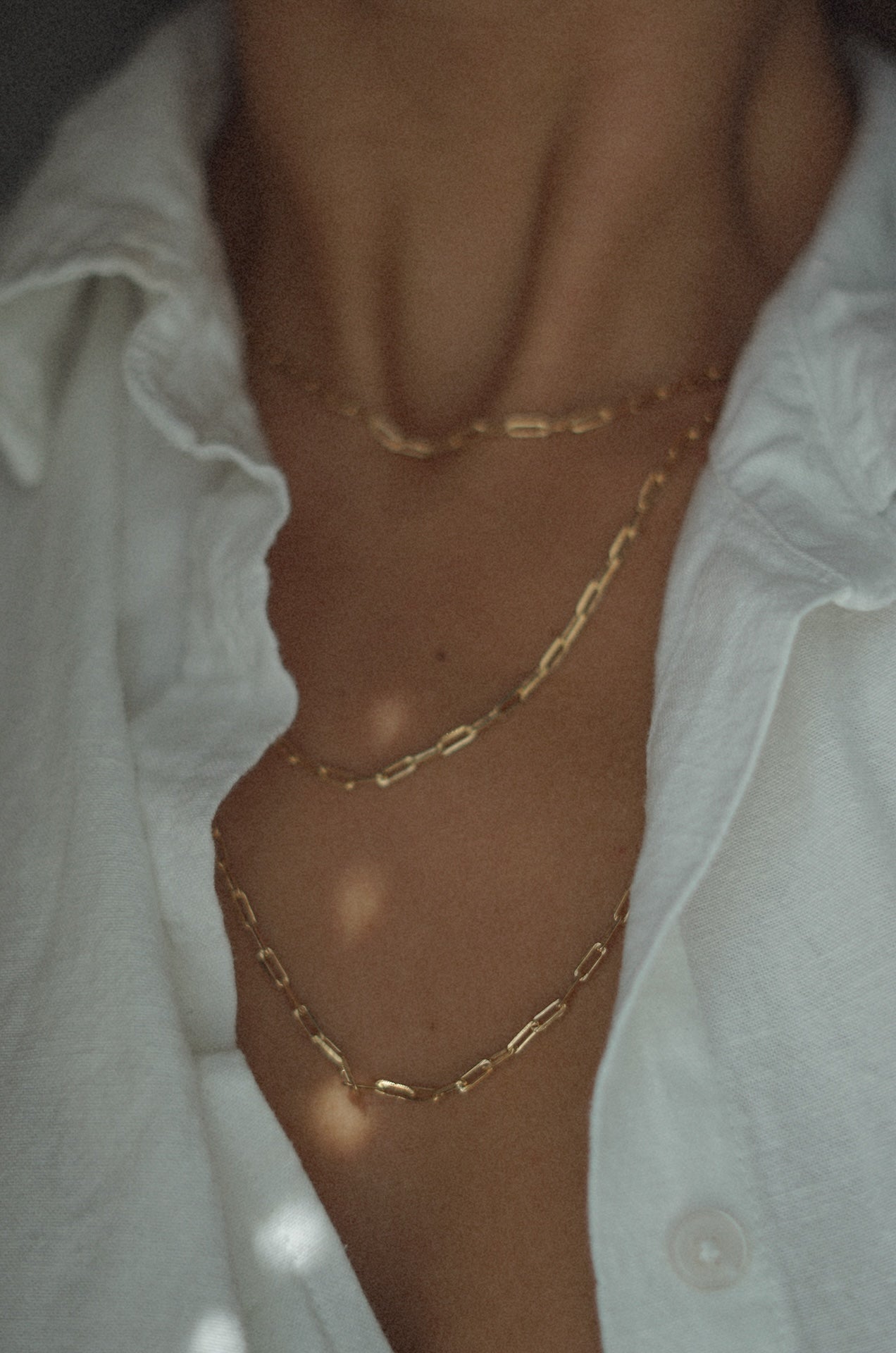 18k gold filled 3 multi strand layered chain necklace