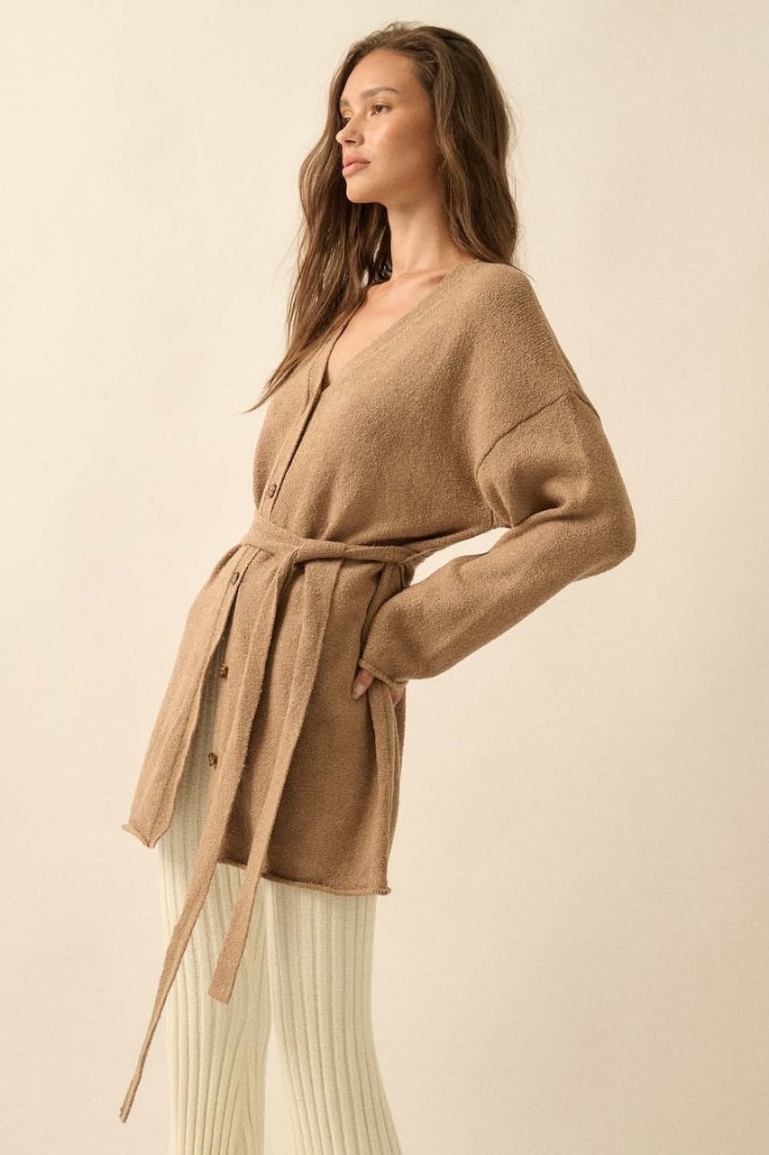 Brown Belted Cardigan