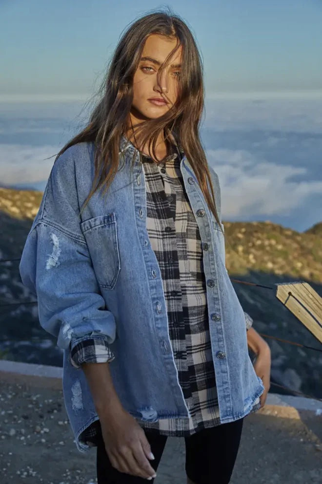 oversized distressed denim jacket