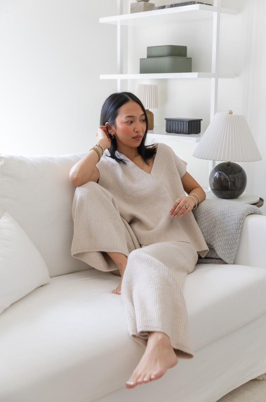 Beige Knit Sweater Vest