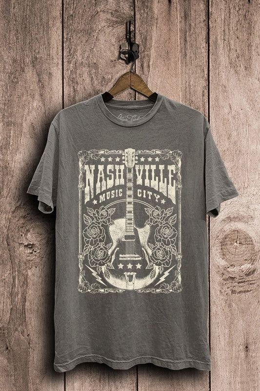 Nashville Music City Plus Size Graphic Tee - Relaxed Country Concert Shirt